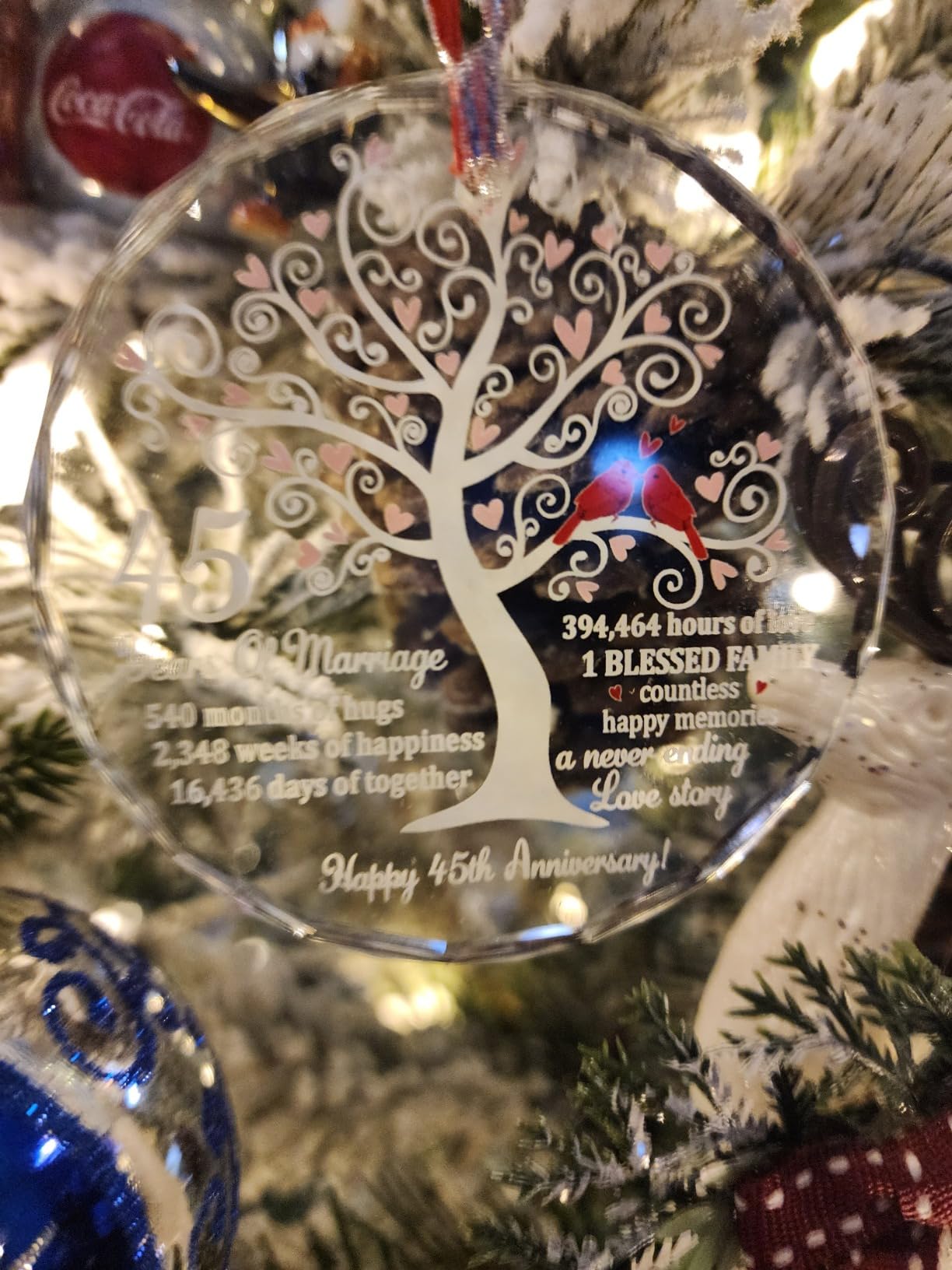 40th Wedding Anniversary Stained Glass Suncatcher, Ruby Anniversary Wedding Gifts, 6x6' Window Hanging for Couple, Wife, Husband, Parents - Unique 40th Anniversary Decorations Gifts customer photo 1