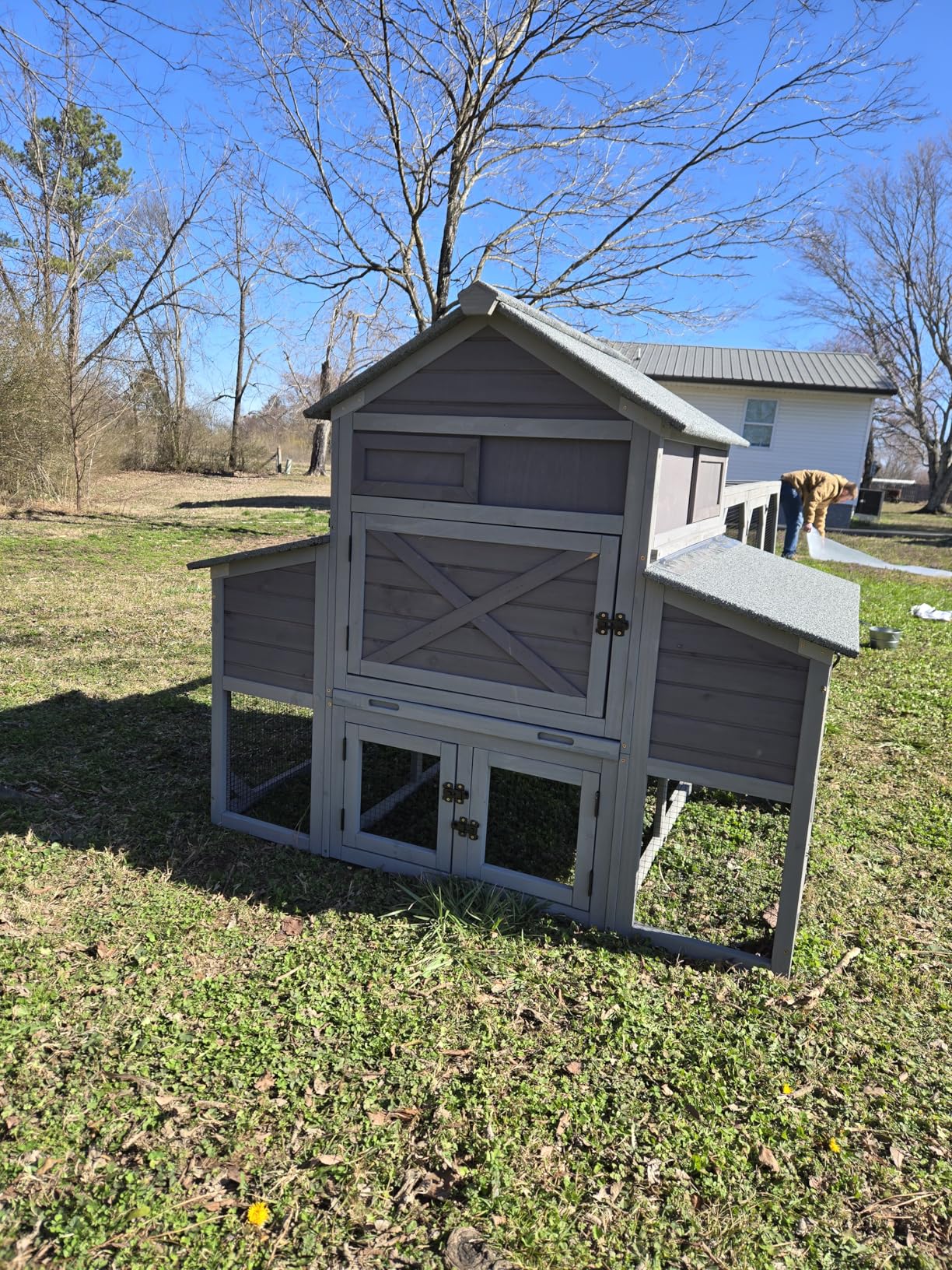 Large Chicken Coop with Run, Mobile Chicken House with Wheels and All-Around Iron Frame, Chickens Poultry Cage for 6-8 Chickens, Nesting Box, Metal Pull-Out Tray customer photo 1