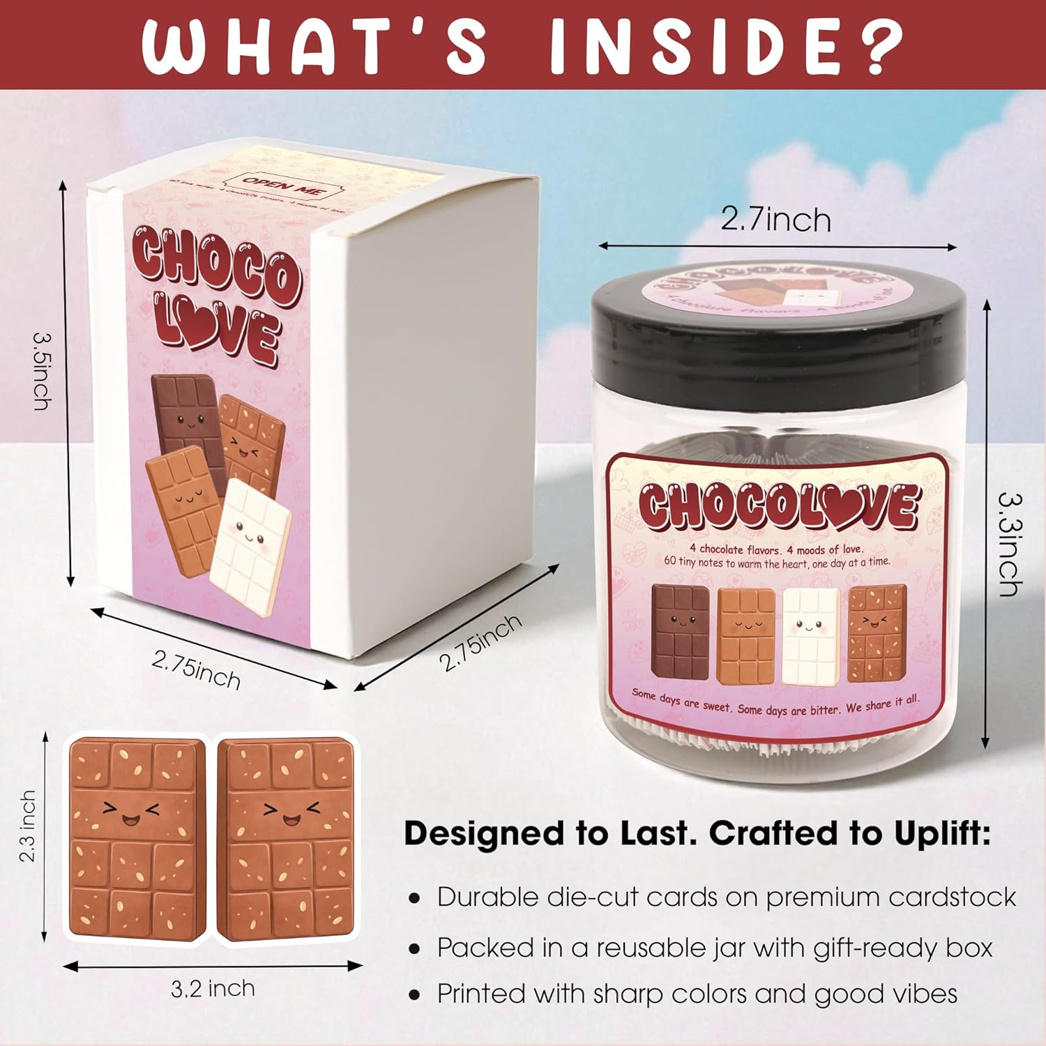 ChocoLove Notes Jar – Cute Chocolate Love Notes with 60 Romantic Messages, Valentines Day Gift for for Him, Her, Sweet Keepsake for Couple, Gift-Ready Jar - Customer Photo 1