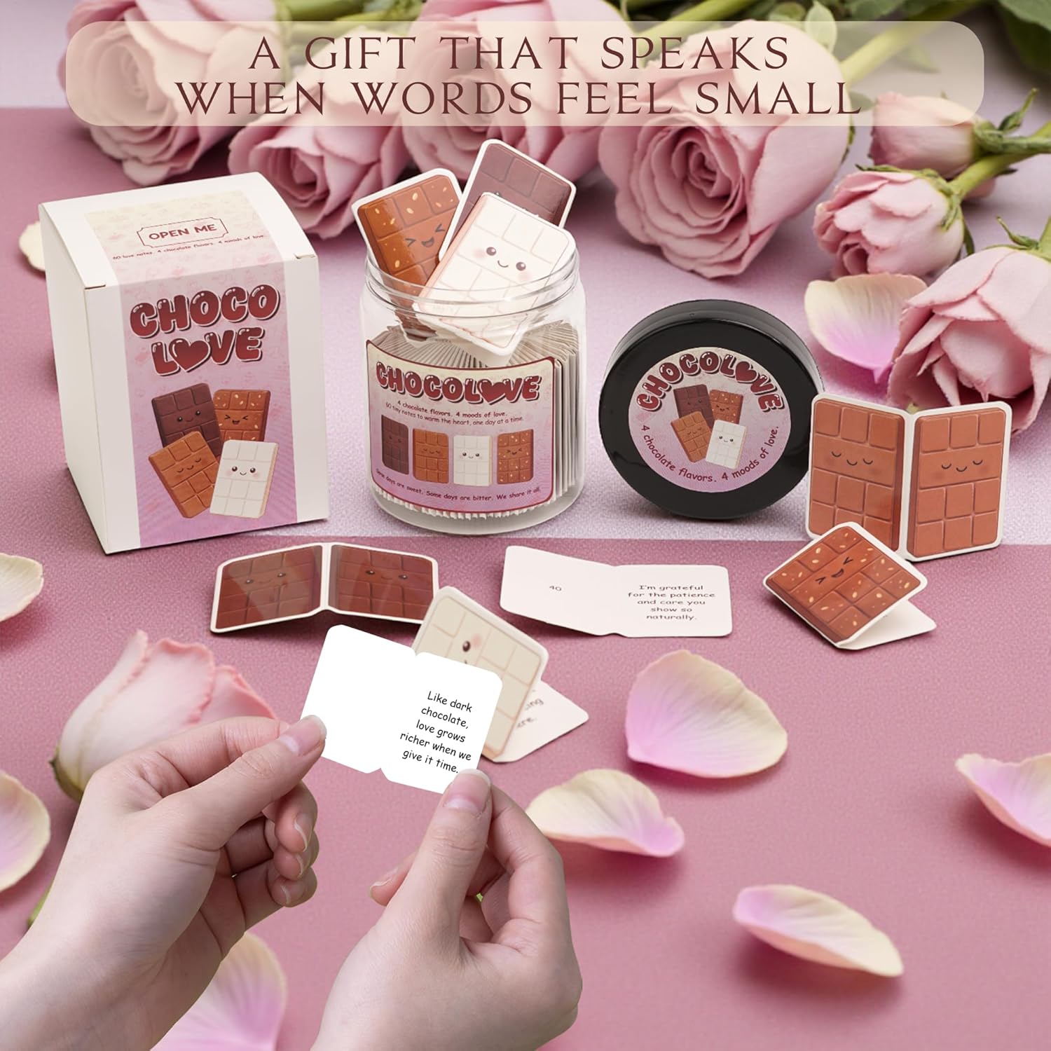 ChocoLove Notes Jar – Cute Chocolate Love Notes with 60 Romantic Messages, Valentines Day Gift for for Him, Her, Sweet Keepsake for Couple, Gift-Ready Jar - Customer Photo 3