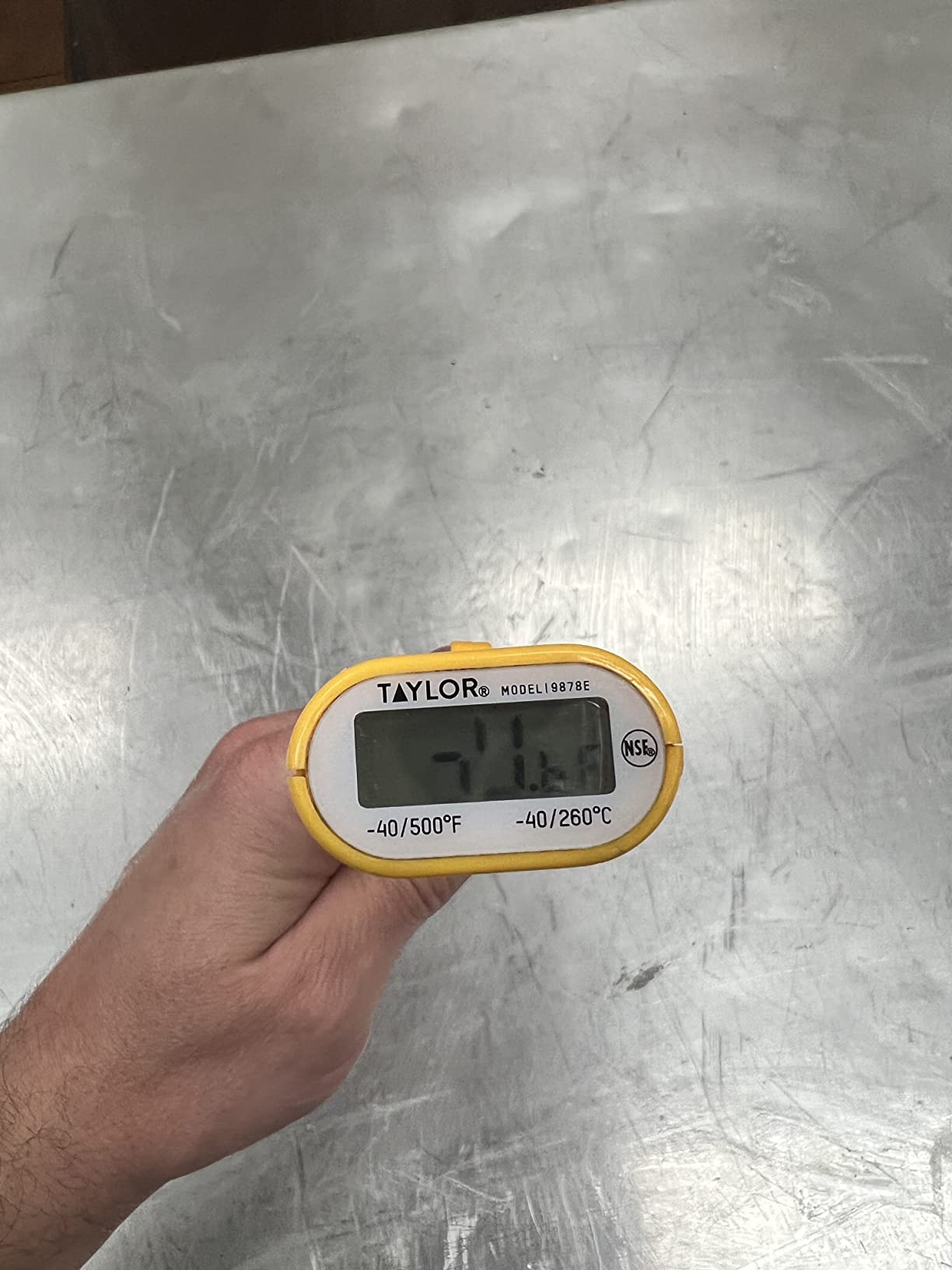 Taylor Compact Waterproof Digital Food Thermometer, 4.5 Inch Stem Length with an FDA Recommended 1.5mm Stepdown Probe Diameter and Amber Backlit LCD, HOLD, Min/Max; NSF, Yellow customer photo 2