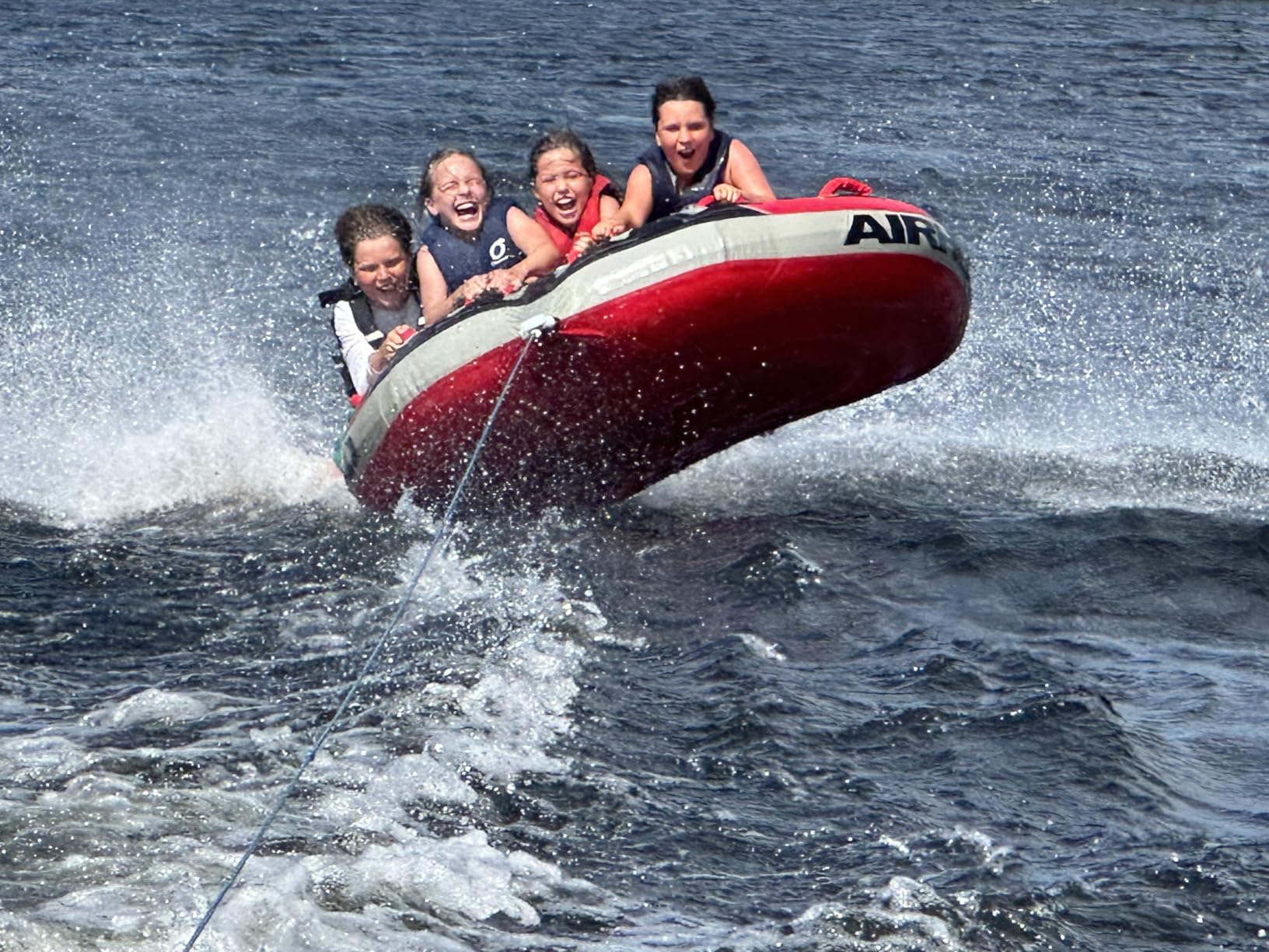 Airhead G-Force Inflatable Towable Tube | 2-4 Rider Models | Dual Tow Points | Full Nylon Cover | Kwik-Connect | Patented Speed Valve | Boat Tubes and Towables customer photo 2