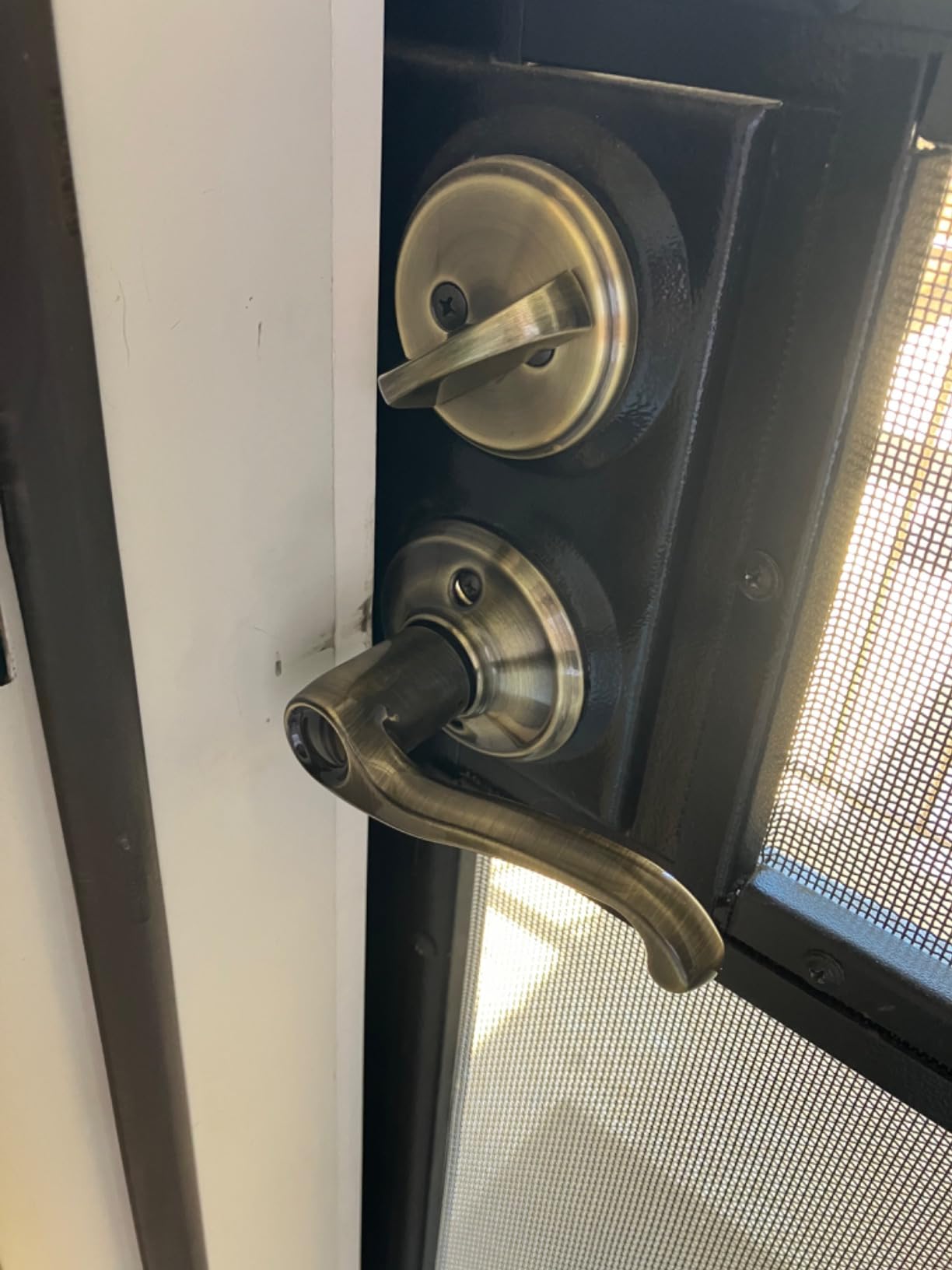 Schlage F10 V FLA 609 Flair Door Lever, Hall & Closet Passage Lock, Antique Brass customer photo 1