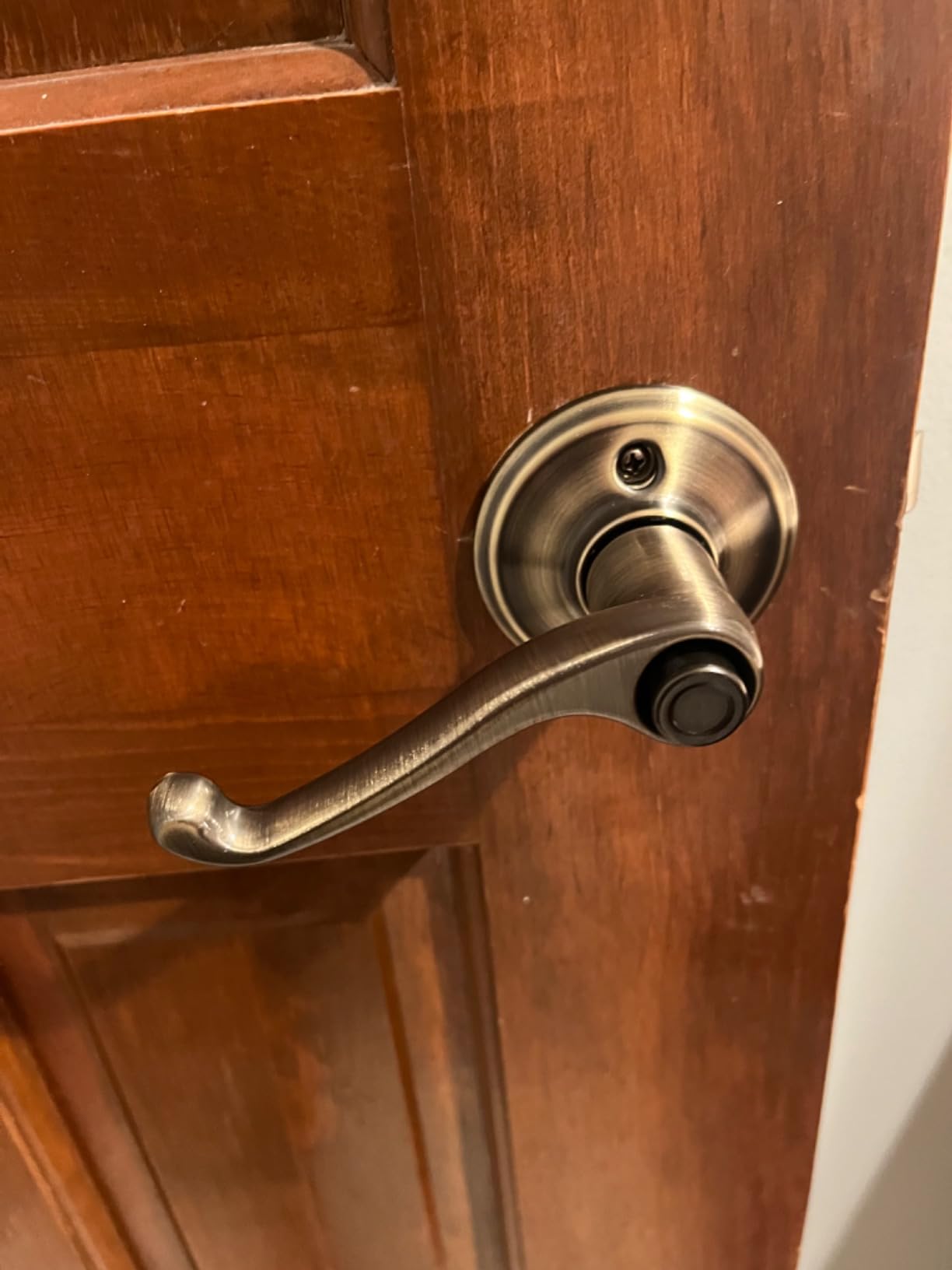 Schlage F40 V FLA 609 Flair Door Lever, Bed & Bath Privacy Lock, Antique Brass customer photo 2