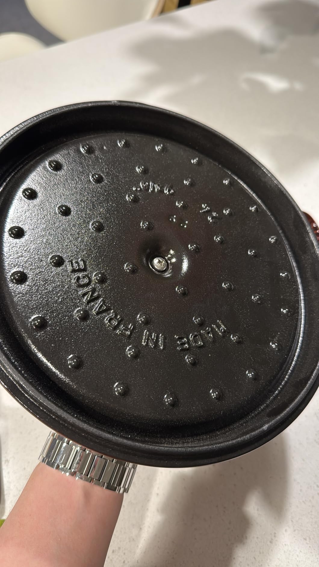 Staub Cast Iron Round Cocotte, Dutch Oven, 7-quart, serves 7-8, Made in France, Cherry customer photo 1