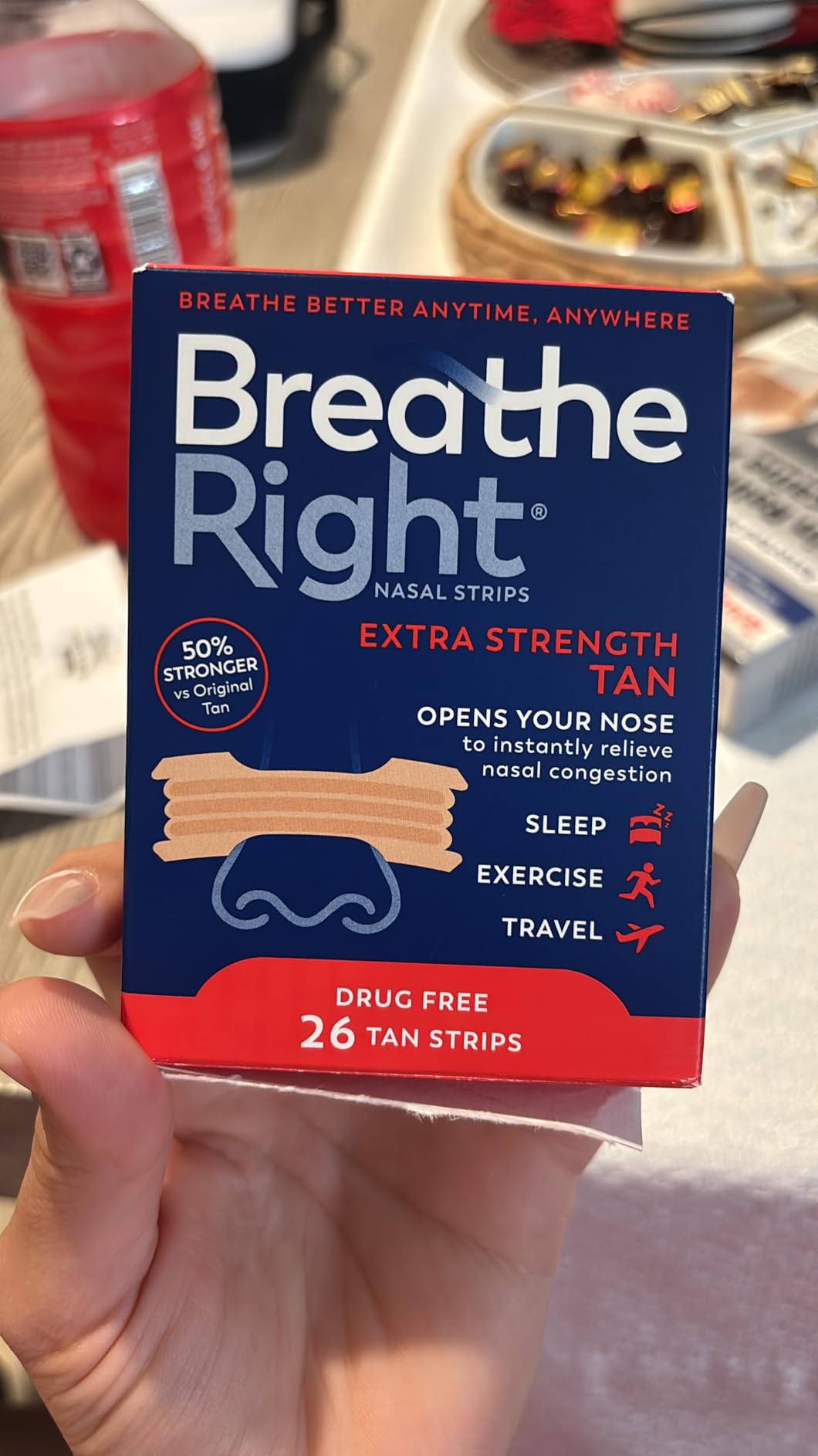 Breathe Right Nasal Strips Extra Strength Tan Nasal Strips Help Stop Snoring Drug-Free Snoring Solution & Instant Nasal Congestion Relief Caused by Colds & Allergies 26ct customer photo 1