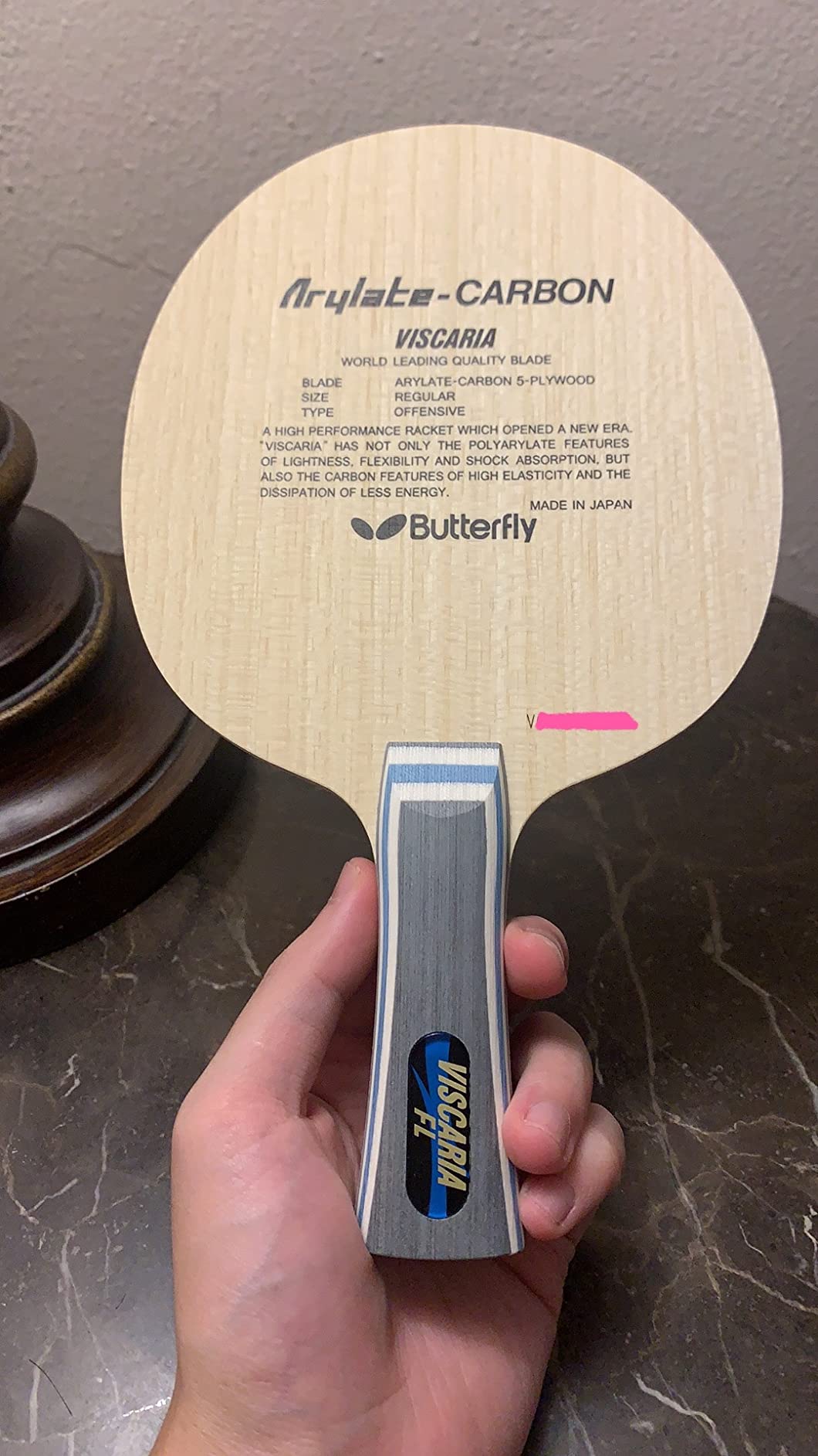 Butterfly Viscaria Table Tennis Blade - Butterfly ALC Blade - Professional Butterfly Table Tennis Blade - Available in FL, and ST handle styles - Made in Japan customer photo 1