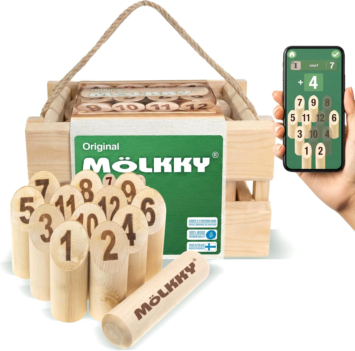 Mölkky Outdoor Dexterity Game by Tactic - 2+ Players - Board Games for Family - 15+ Minutes of Gameplay - Games for Family Game Night - for Teens and Adults Ages 14+ - English Version customer photo 1