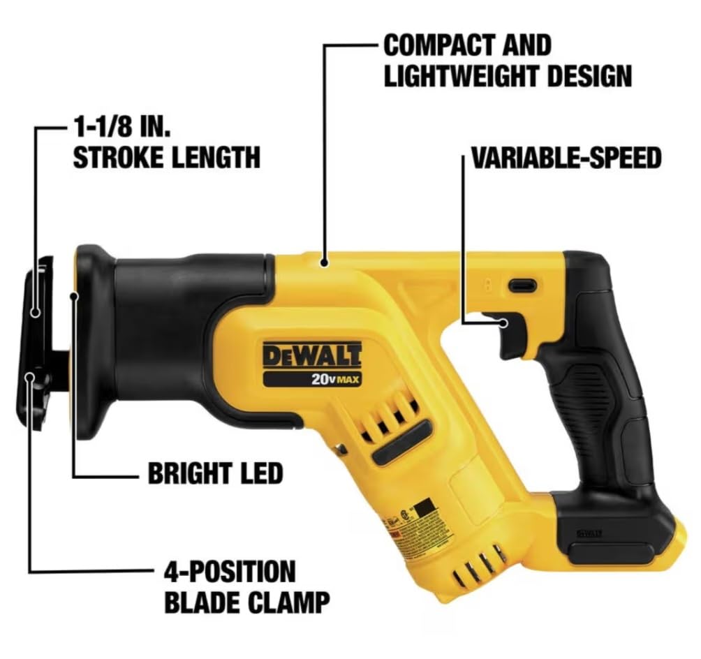 DEWALT 20V MAX Reciprocating Saw, 3,000 Strokes Per Minute, Variable Speed Trigger Cordless Saw, Tool Only (DCS380B) customer photo 2