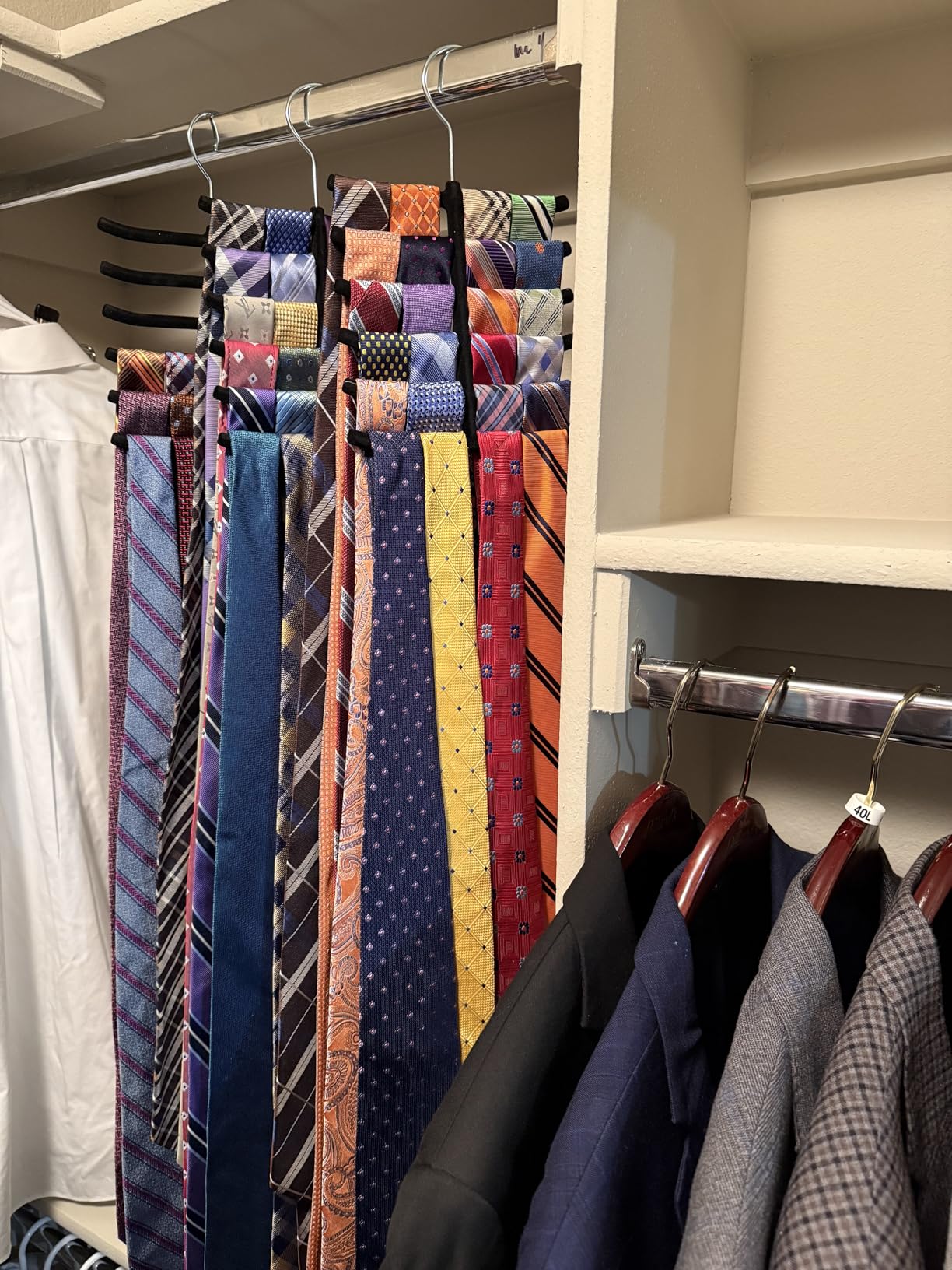 3-Pack Non-Slip Velvet Tie Hanger Organizer Rack by Home Basics | 360° Rotatable Hook | Holds 12 Ties Each | Versatile for Belts and Scarves customer photo 1