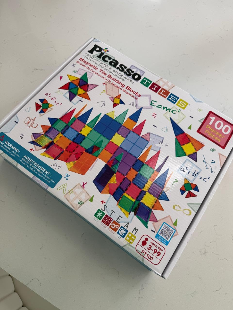 PicassoTiles 100 Piece Set Magnet Building Tiles Clear Magnetic 3D Blocks Construction Playboards customer photo 2