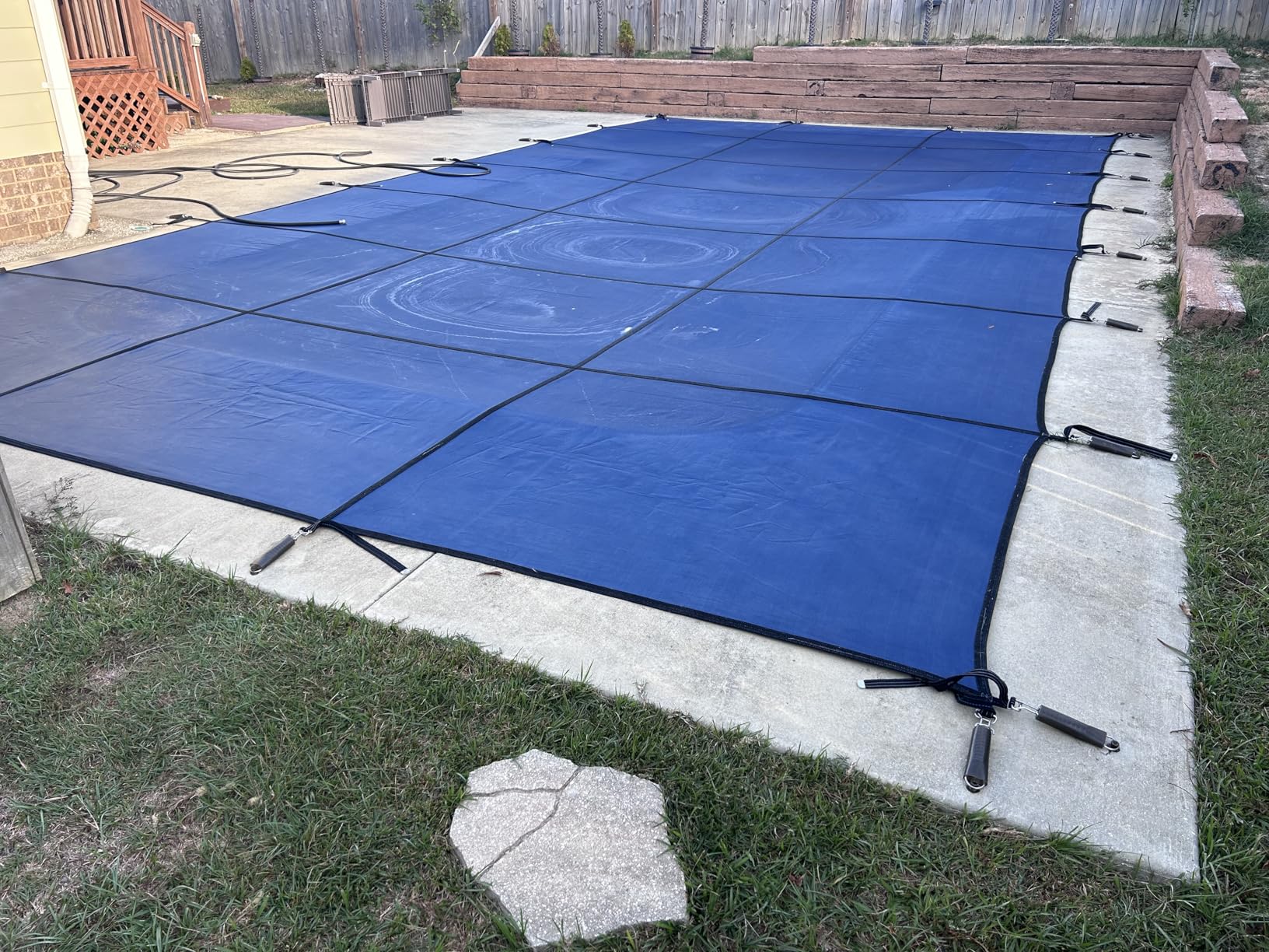 WaterWarden Inground Pool Safety Cover 16' x 32', Rectangle, 15-Year Warranty, UL Classified to ASTM F1346, Triple Stitched for MAX Strength, Abrasion Resistant, Hardware Included, Blue Mesh customer photo 2
