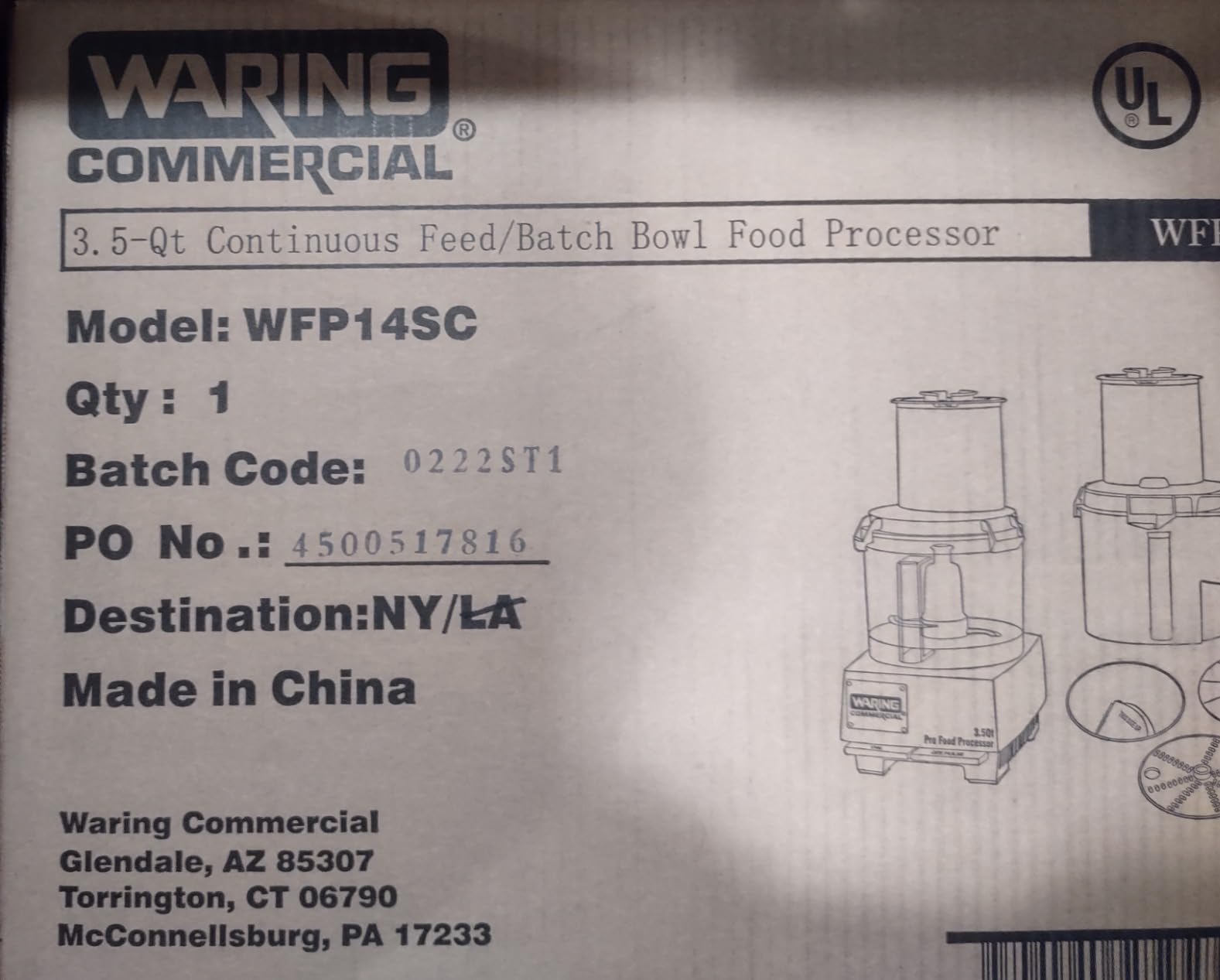 Waring Commercial WFP14SC 3.5 Quart Continuous Feed Food Processor, 1 HP Motor, Extra Large Feed Tube, Patented LiquiLock Seal Bowl System customer photo 2