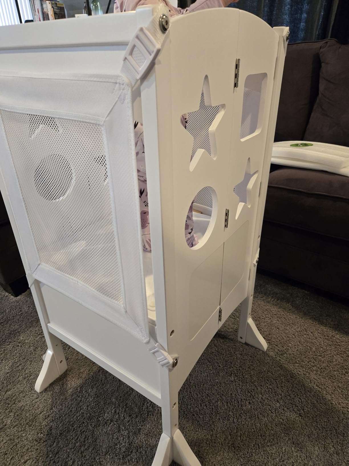 Guidecraft Classic Kitchen Helper® Stool - White with Keepers and Non-Slip Mat: Foldable, Adjustable Height Safety Cooking Tower for Toddlers with Chalkboard | Kids Learning Platform customer photo 2
