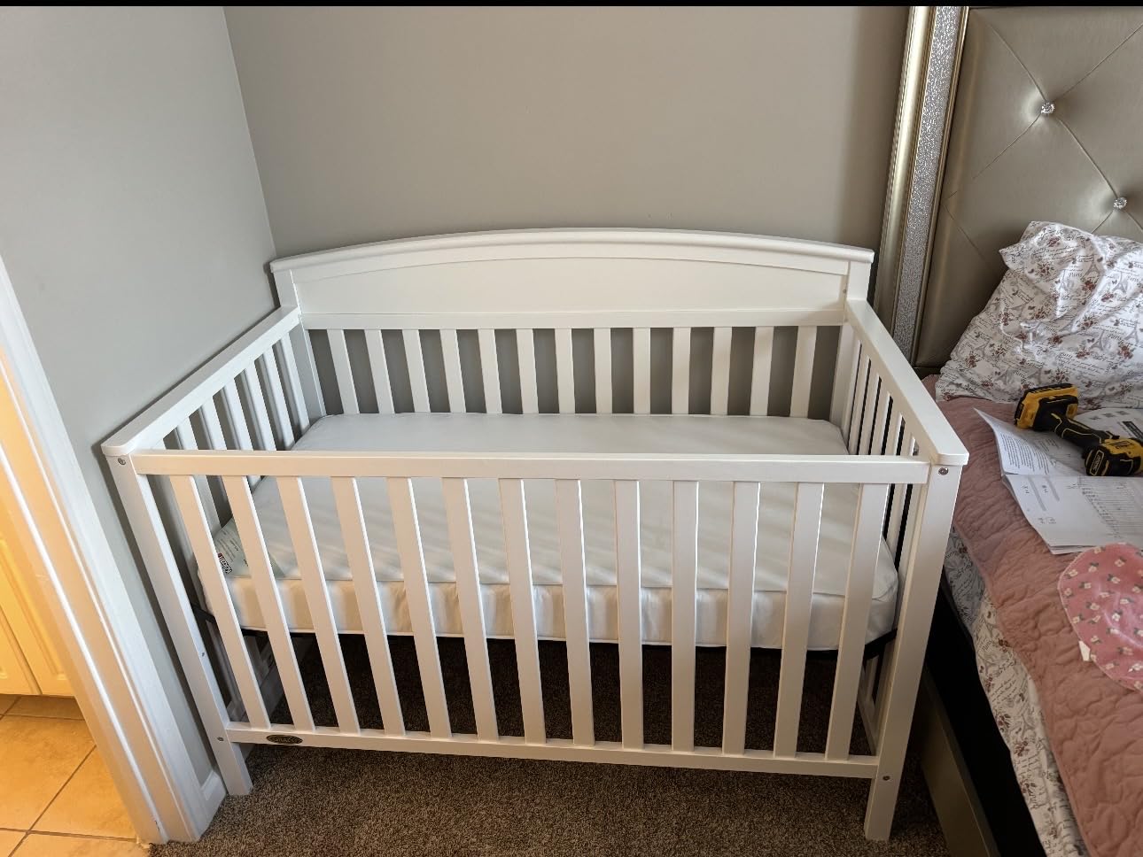 Graco Benton 5-in-1 Convertible Crib - GREENGUARD Gold Certified, Converts from Baby Crib to Toddler Bed, Daybed and Full-Size Bed (White) customer photo 2