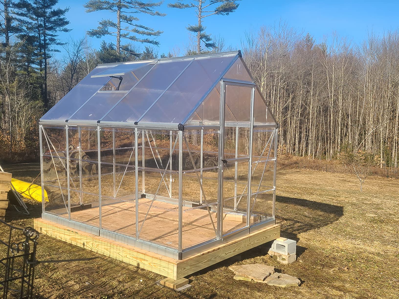 Palram - Canopia 6x8 Greenhouse for Outdoors, Walk-In, UV Polycarbonate Panels, Heavy Duty Aluminum Frame, Lockable Door, Adjustable Roof Vent, Rain Gutters, Galvanized Steel Base, Hybrid (Silver) customer photo 2