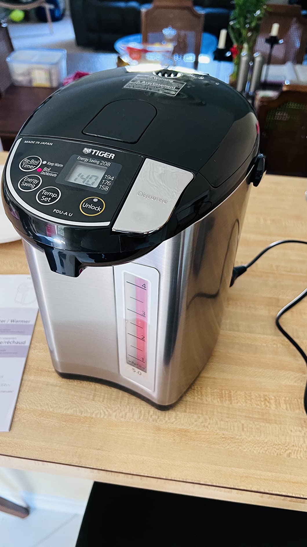 Tiger PDU-A50U-K Electric Water Boiler and Warmer, Stainless Black, 5.0-Liter customer photo 1