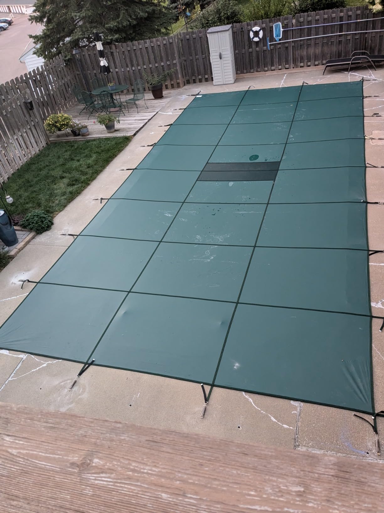 WaterWarden Inground Pool Safety Cover 16' x 32' with Left End Step, 15-Year Warranty, UL Classified to ASTM F1346, Triple Stitched for MAX Strength, Abrasion Resistant, Hardware Included, Blue Mesh customer photo 1