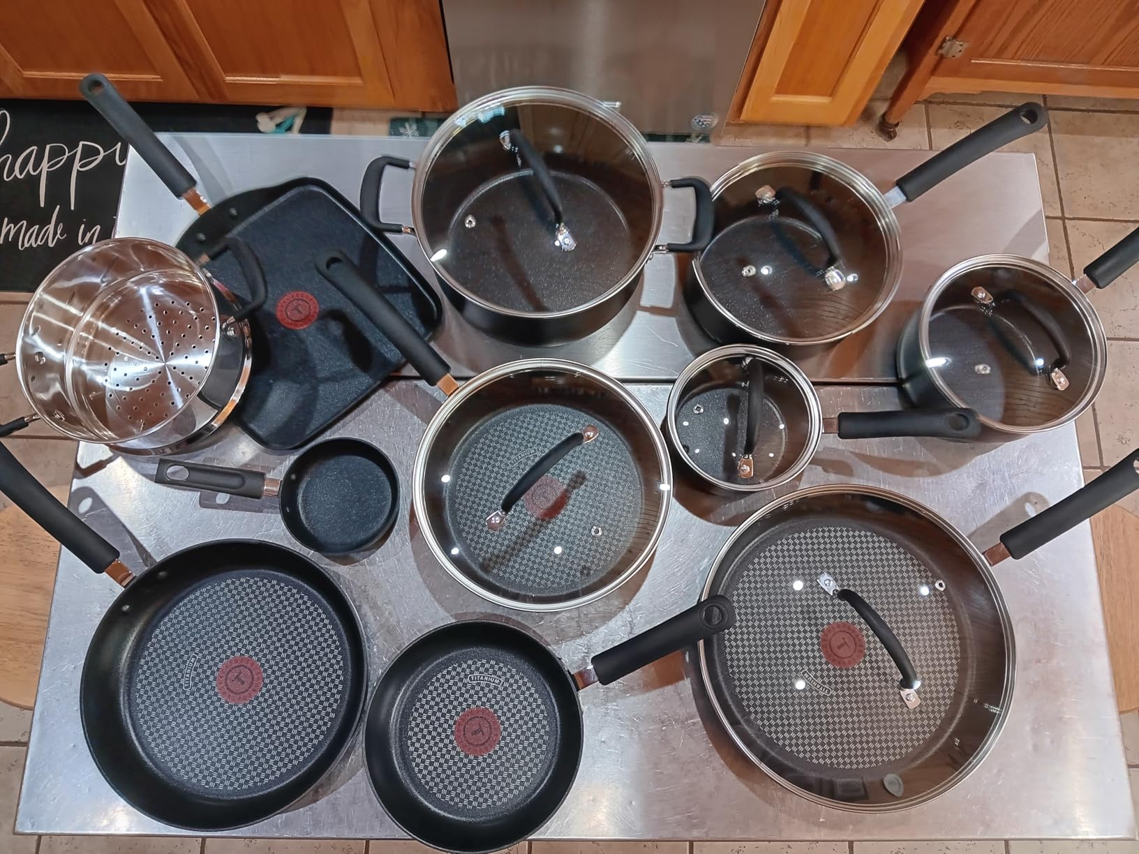 T-Fal Ultimate Hard Anodized Nonstick Pots and Pans Set 17 Piece, Nonstick Cookware Set with Fry Pan, Saucepans, Saute-Pan, Griddle, Dishwasher Safe, Onyx customer photo 1