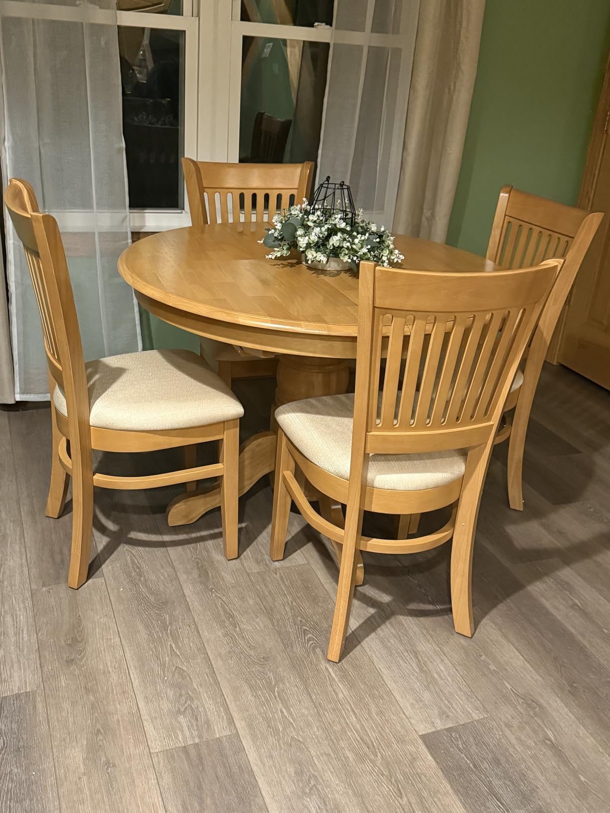 East West Furniture AVVA7-OAK-C 7 Piece Dining Table Set Consist of an Oval Dining Room Table with Butterfly Leaf and 6 Linen Fabric Upholstered Chairs, 42x60 Inch, Oak customer photo 1