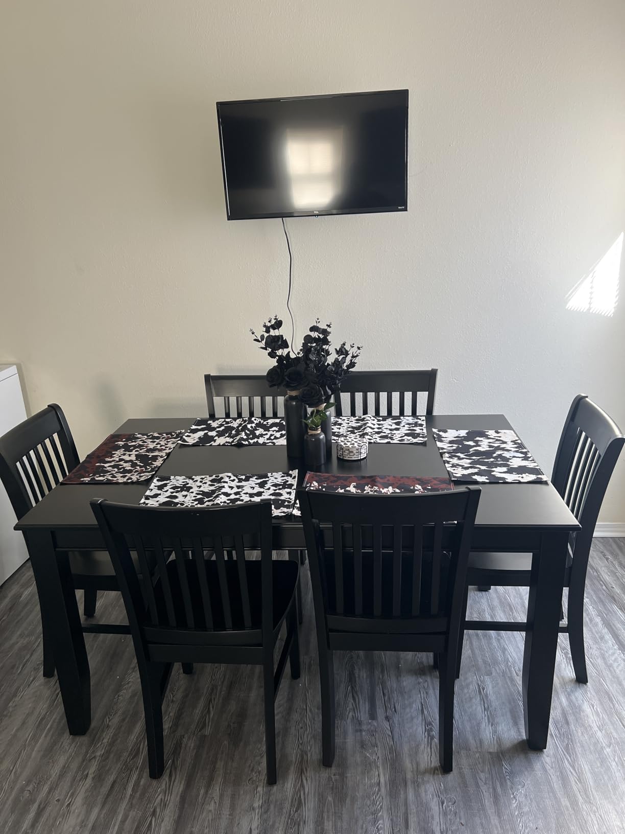 East West Furniture DUNO7-MAH-W 7 Piece Dining Set Consist of a Rectangle Solid Wood Table and 6 Kitchen Room Chairs, 36x60 Inch, Mahogany customer photo 2