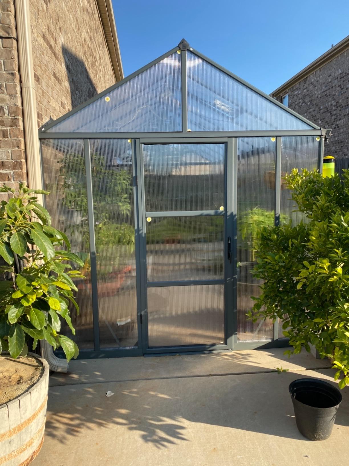 Palram - Canopia Glory 8 Ft. x 16 Ft. Greenhouse Kit Hobby DIY Walk In Green House Heavy Duty Polycarbonate with Aluminium Frame, with Lockable Door and Vent for Garden, Backyard (Gray) customer photo 1