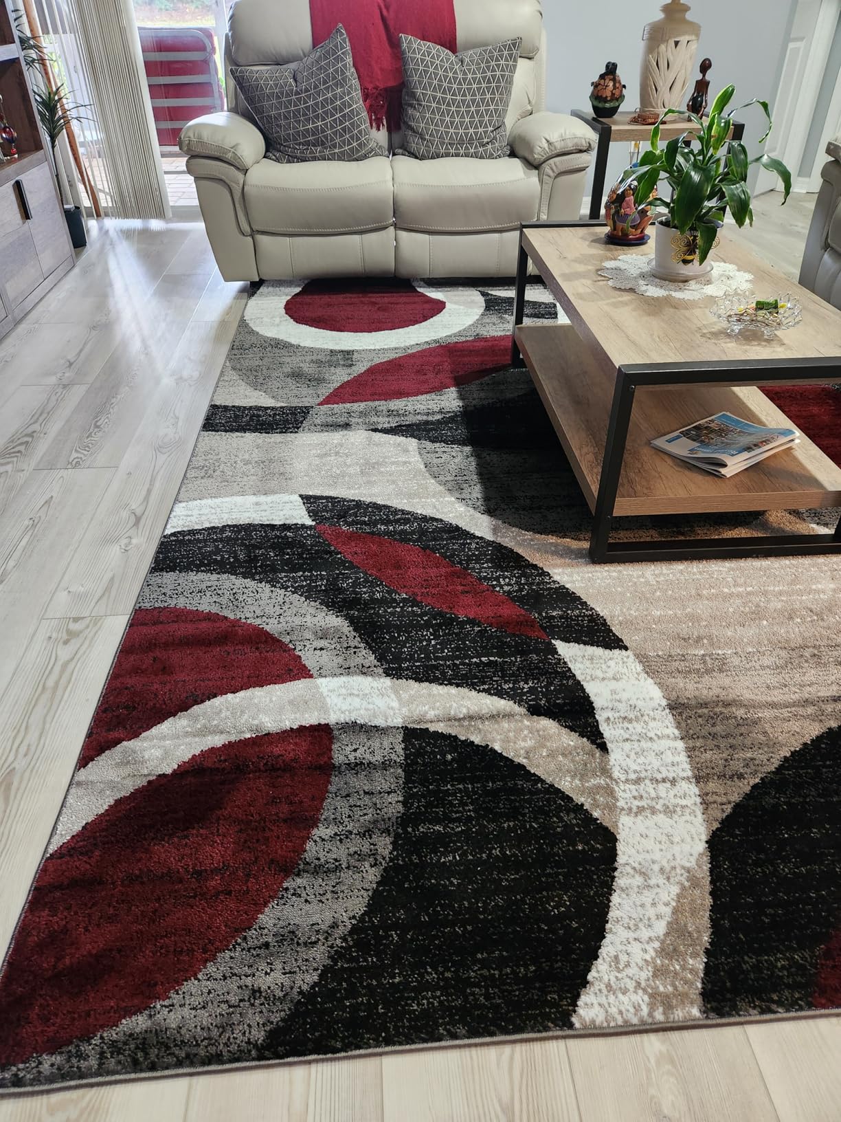 Rugshop Contemporary Abstract Circles Perfect for high Traffic Areas of Your Living Room,Bedroom,Home Office,Kitchen Area Rug 7'10