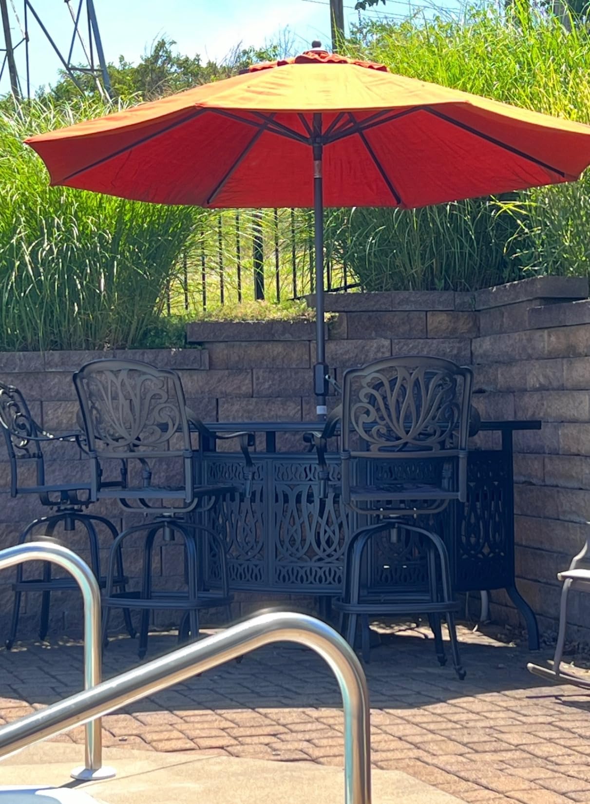 Elizabeth Cast Aluminum Powder Coated 5pc Party Bar Set with Party Bar Table - Antique Bronze customer photo 2