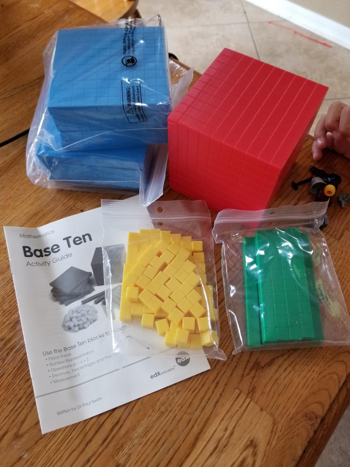edxeducation Four Color Plastic Base Ten Blocks - 121 Pieces - Hands-on Math Manipulative for Kids - Teach Number Concepts, Place Value and Measurement - Math Learning Tools for Kids customer photo 2
