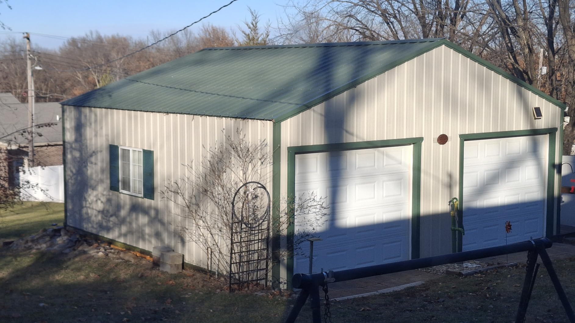 Ekena Millwork Lifetime Vinyl LL1S14X05500BL Standard Cathedral Top Center Mullion, Open Louver Vinyl Shutters, w/Installation Shutter-Lok's & Matching Screws (Per Pair), 14 1/2