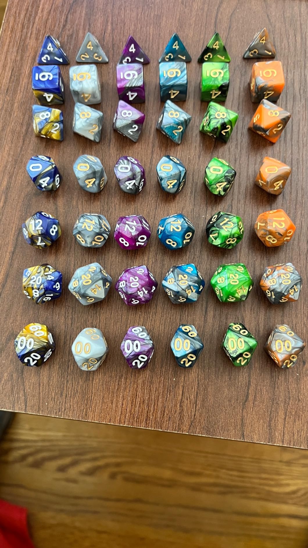 SmartDealsPro 5 x 7-Die Double-Colors Polyhedral Dice Sets with Pouches for D&D DND RPG MTG Dungeon and Dragons Table Board Roll Playing Games customer photo 2