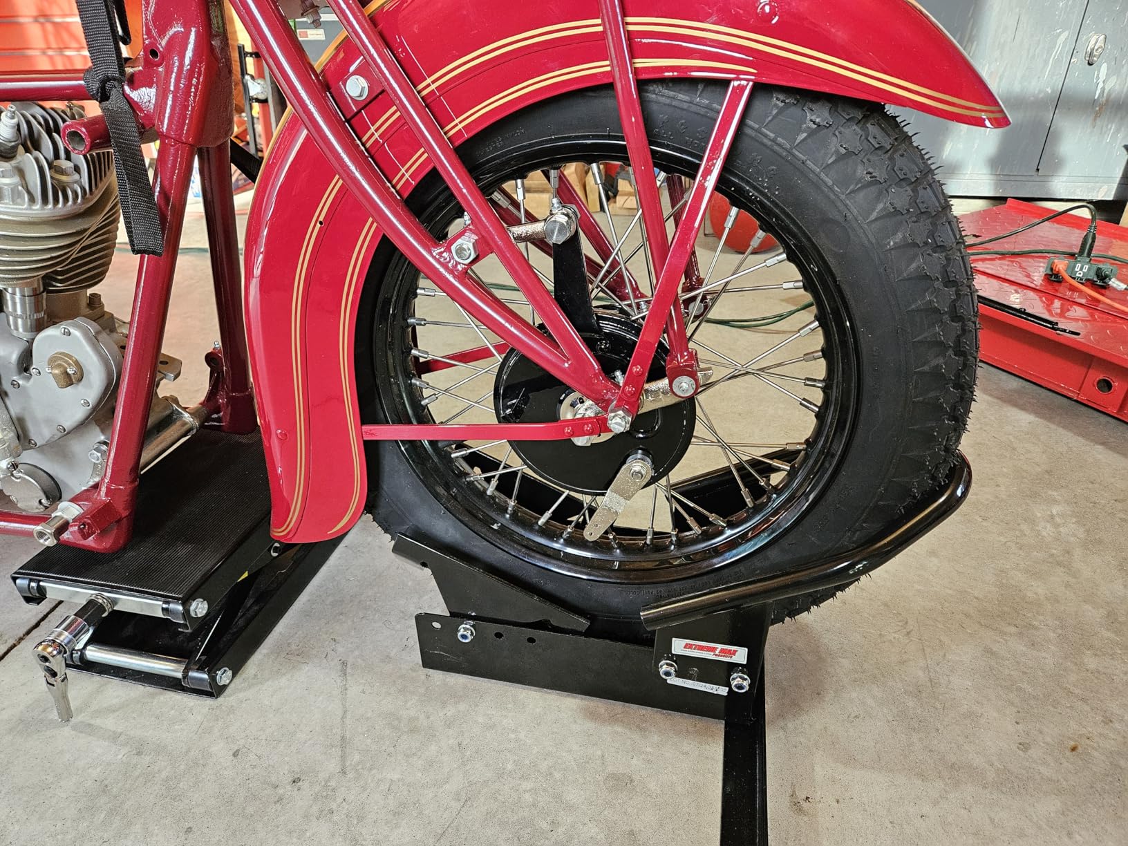 Extreme Max 5600.3204 Deluxe Motorcycle Wheel Chock/Tie-Down Kit customer photo 1