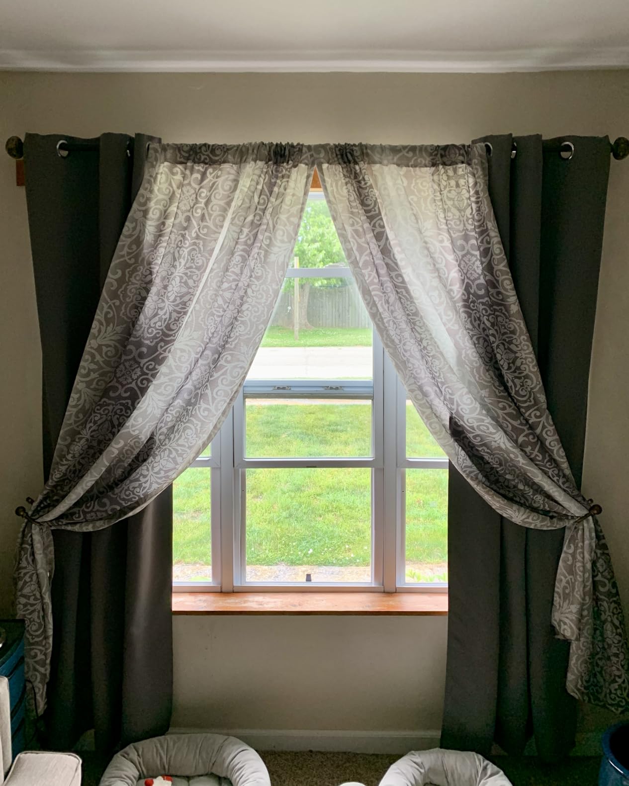 NICETOWN Pitch Black Solid Thermal Insulated Grommet Blackout Curtains/Drapes for Bedroom Window (2 Panels, 42 inches Wide by 63 inches Long, Black) customer photo 1