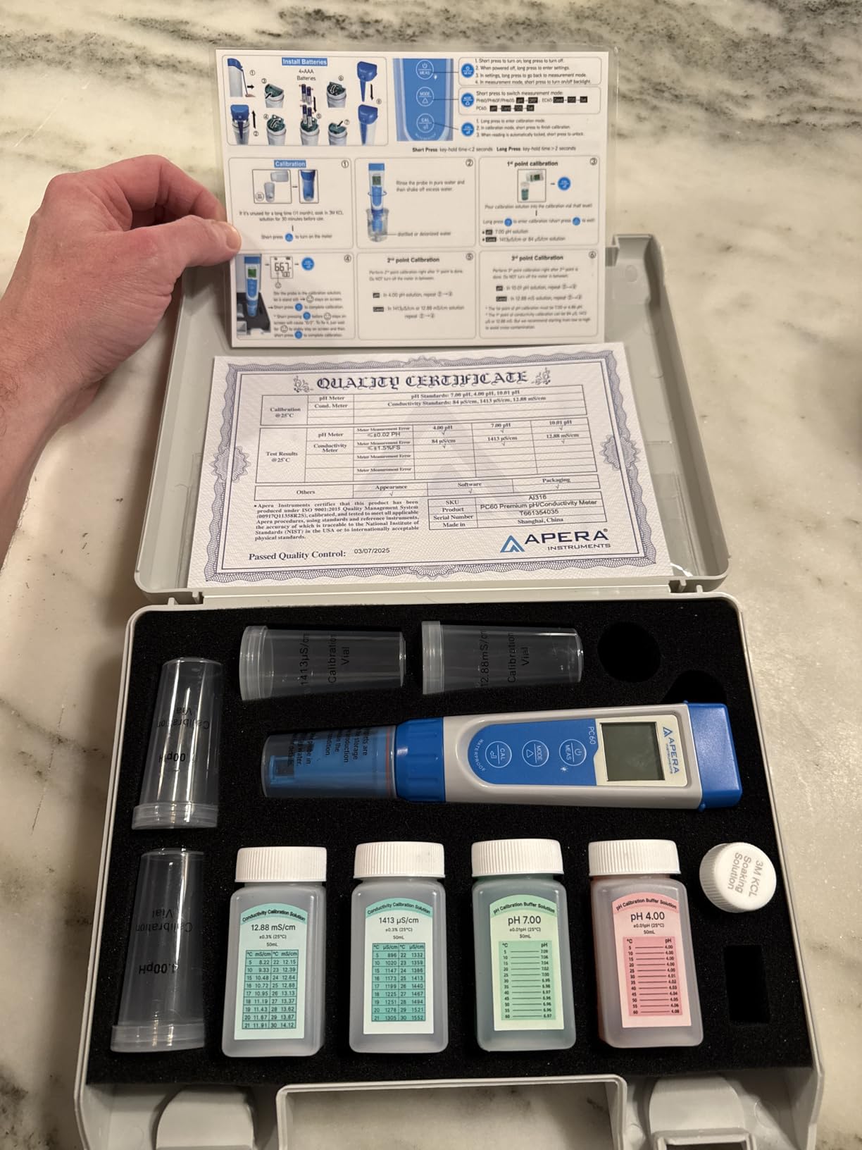 Apera Instruments Premium Series PC60 5-in-1 Waterproof pH/EC/TDS/Salinity/Temp Multi-Parameter Pocket Tester Kit customer photo 1