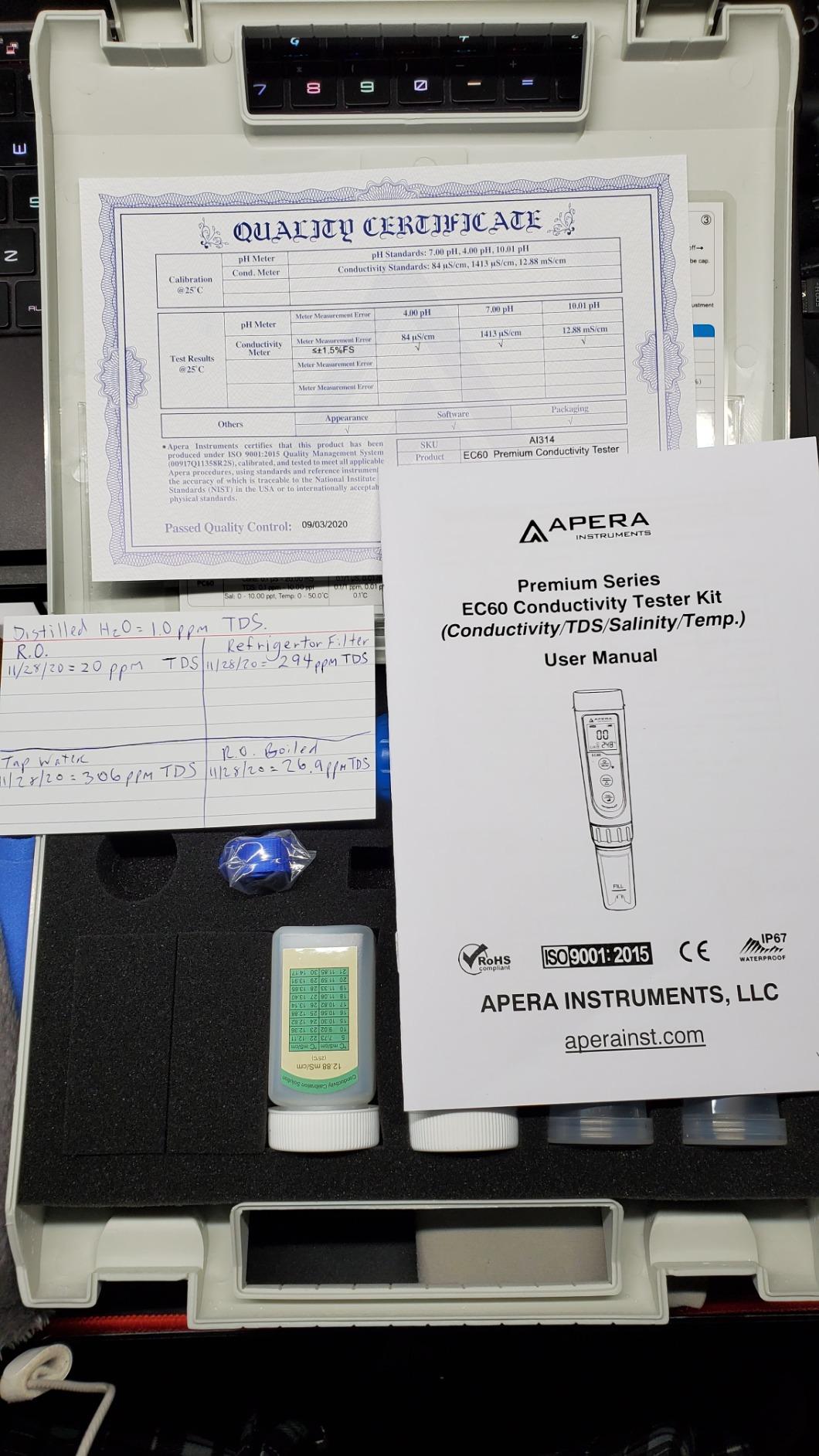 Apera Instruments Premium Series EC60 Waterproof Conductivity Pocket Tester Kit, ±1% F.S Accuracy, Replaceable Probe customer photo 2