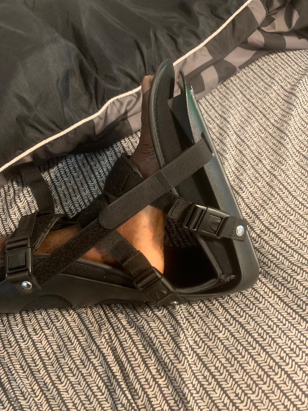BraceAbility Sleeping Stretch Boot - Plantar Fasciitis Night Foot Splint Adjustable Achilles Tendonitis Brace for Fascia, Tendon and Calf Stretching, Heel and Bone Spur, Arch Pain Treatment (Medium) customer photo 2