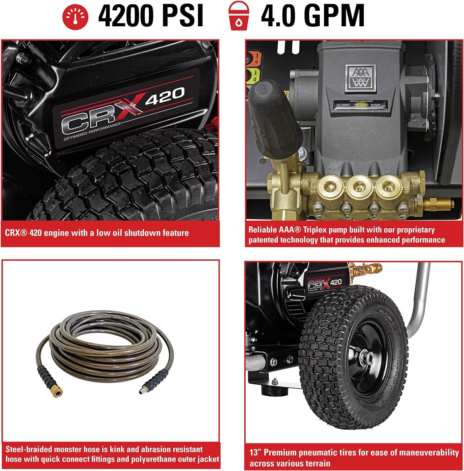 Simpson Cleaning 4400 PSI Gas Pressure Washer, 4.0 GPM Power Washer for Commercial Use, CRX Engine, 50-Foot Steel-Braided Hose, Water Blaster, 49-State (WB60824) customer photo 2