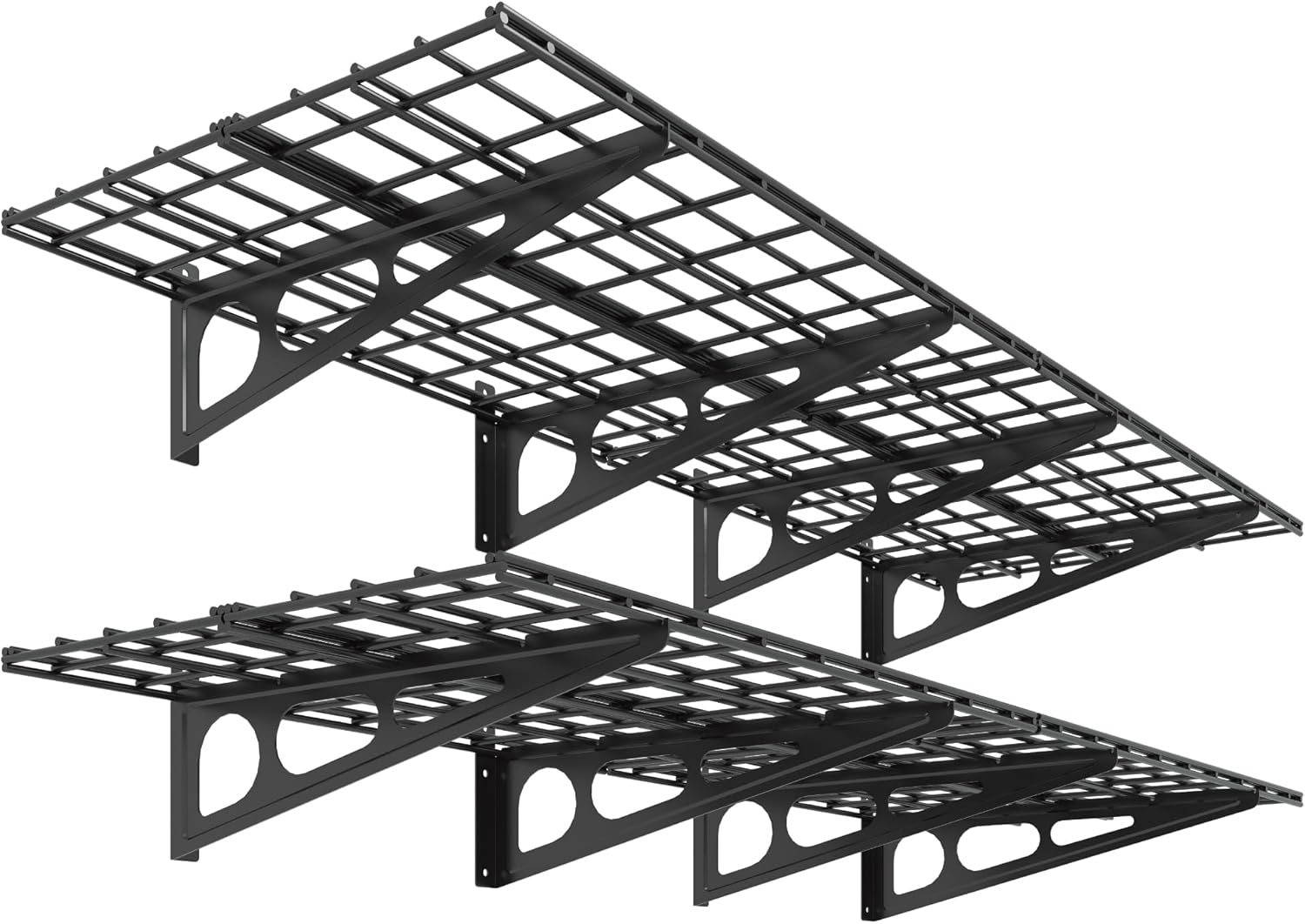 FLEXIMOUNTS 2-Pack 2x6ft Garage Shelving 24-inch-by-72-inch Heavy Duty Wall Mounted Shelves Garage Storage Rack Floating Shelves, 1400lbs Load Capacity, Black, Classic Series customer photo 1
