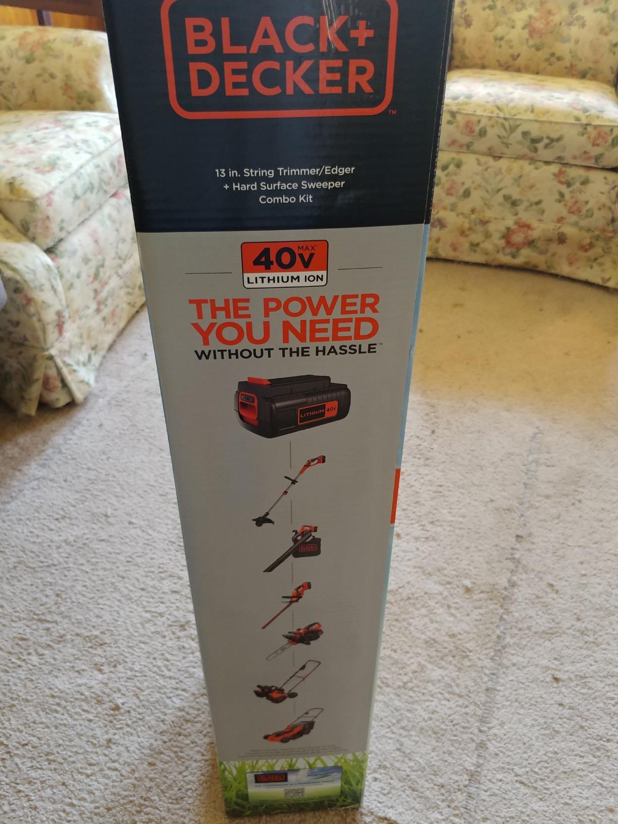 BLACK+DECKER 40V Max 13 In. String Trimmer Edger and Leaf Blower Cordless with Battery and Charger, Sweeper and Weed Wacker Combo Kit, Low Noise Design, Charge Indicator (LCC340C) customer photo 1
