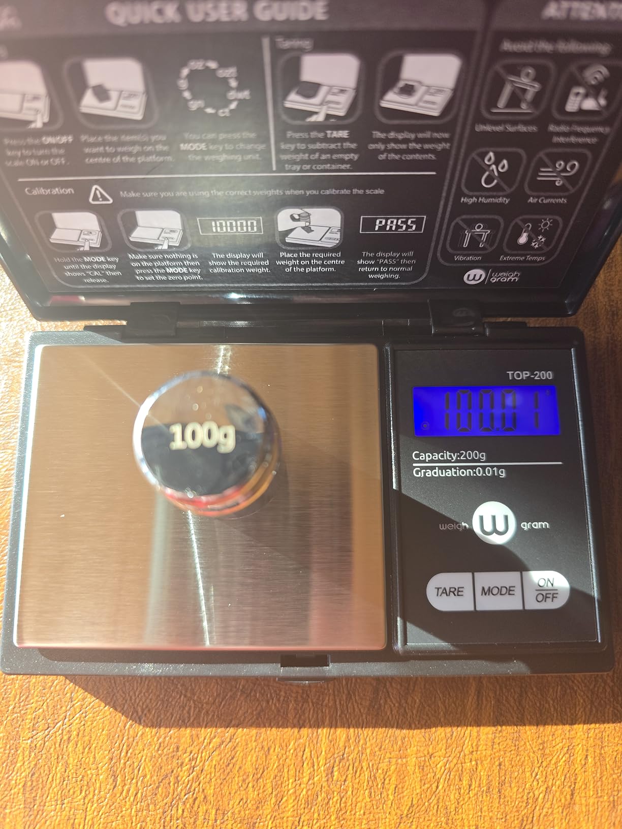 Weigh Gram 200g Digital Pocket Gram Scale 0.01g Accuracy, 200g x 0.01g Mini Digital Grams Scale, Small Food Scale, Jewelry Scale, Ounces Grains Scale With100g Calibration Weight customer photo 2
