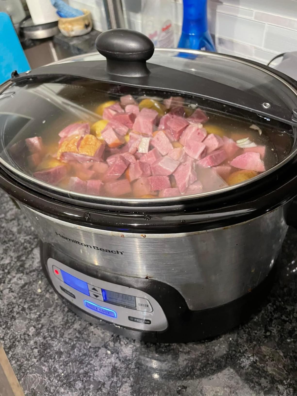 Hamilton Beach 33861 Portable Programmable Slow Cooker, Dishwasher Safe Crock, 6 Qt, FlexCook Dual Digital Timer/2 Heat Settings, Lid Lock for Easy Travel, Silver customer photo 2