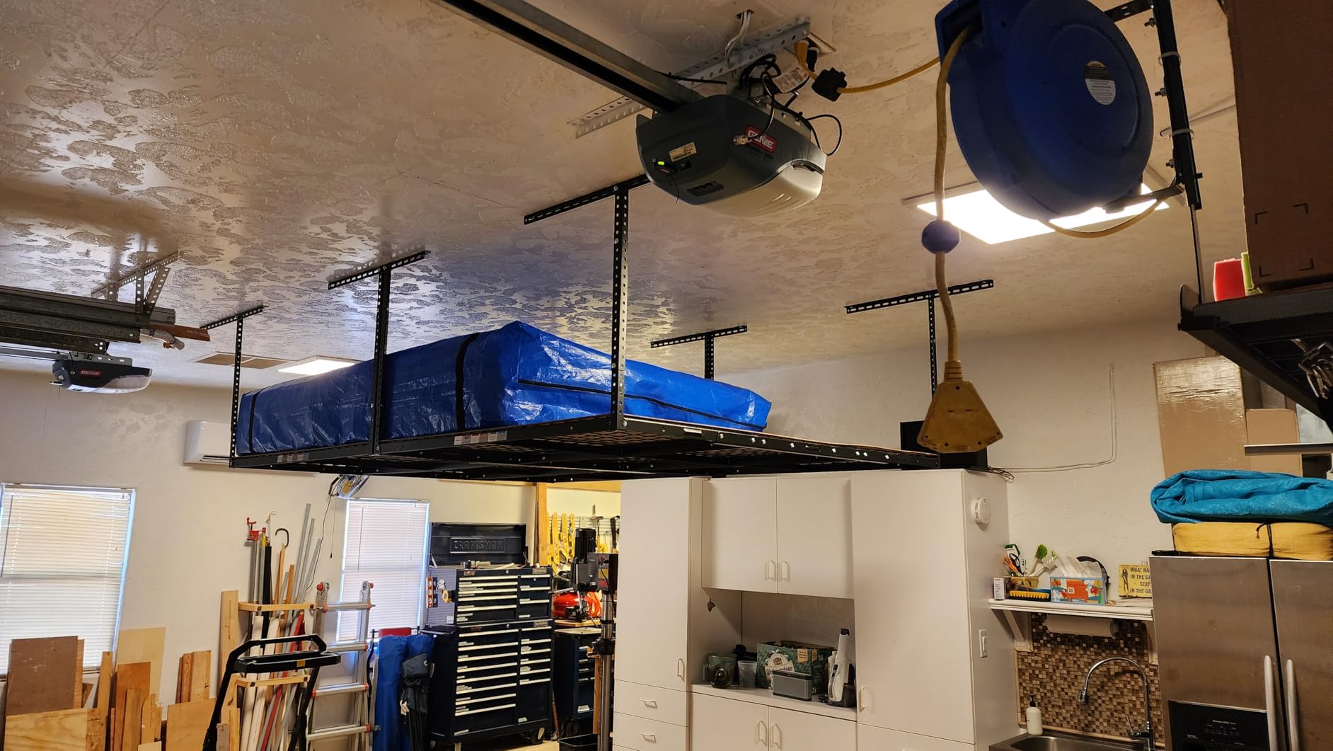 4x6 Overhead Garage Ceiling Storage Rack Organization, Black | 450Lbs Weight Capacity, 22