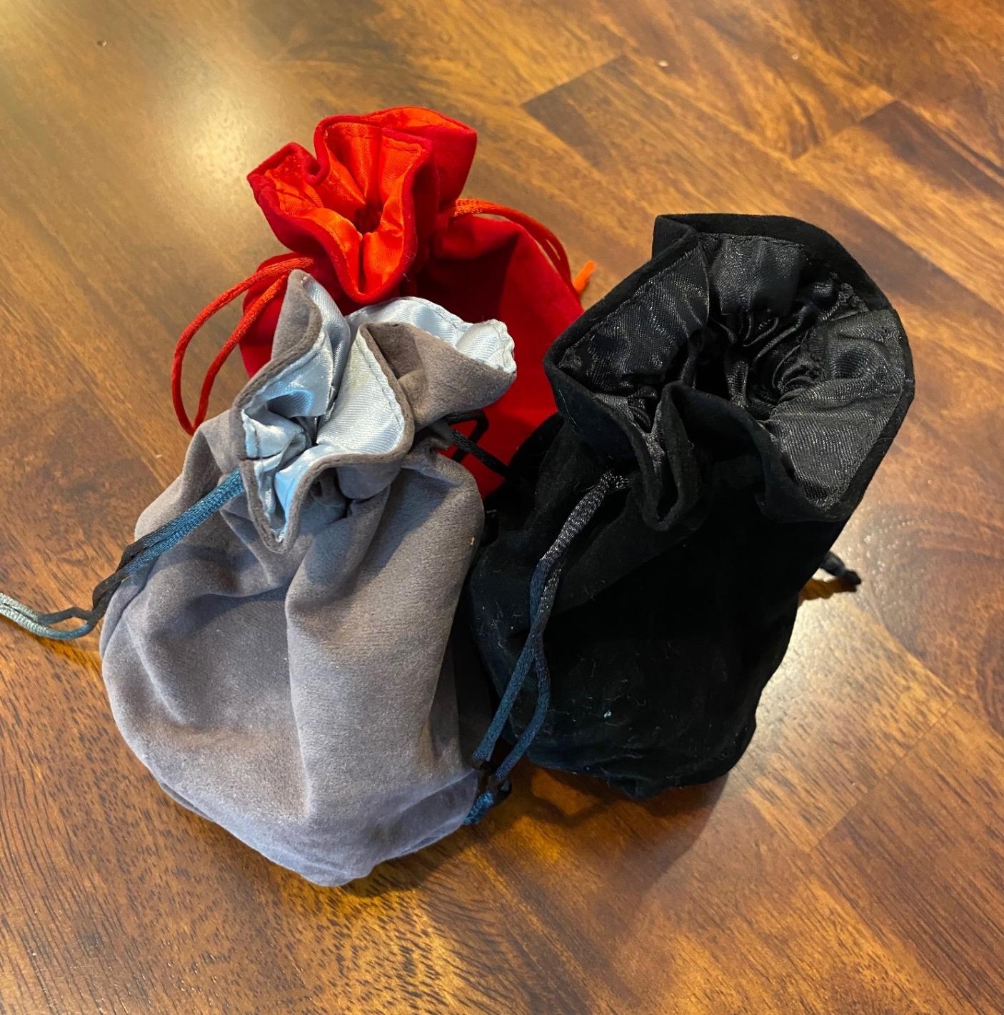 Red/Grey/Black Drawstring Dice Bag - Dungeons and Dragons Fabric/Standing Cotton Fabric Dice bag/D&D Dice Pouch/Small Pouch/Also can be used as a Velvet Jewelry Bag(3 Colors for One Set) customer photo 2