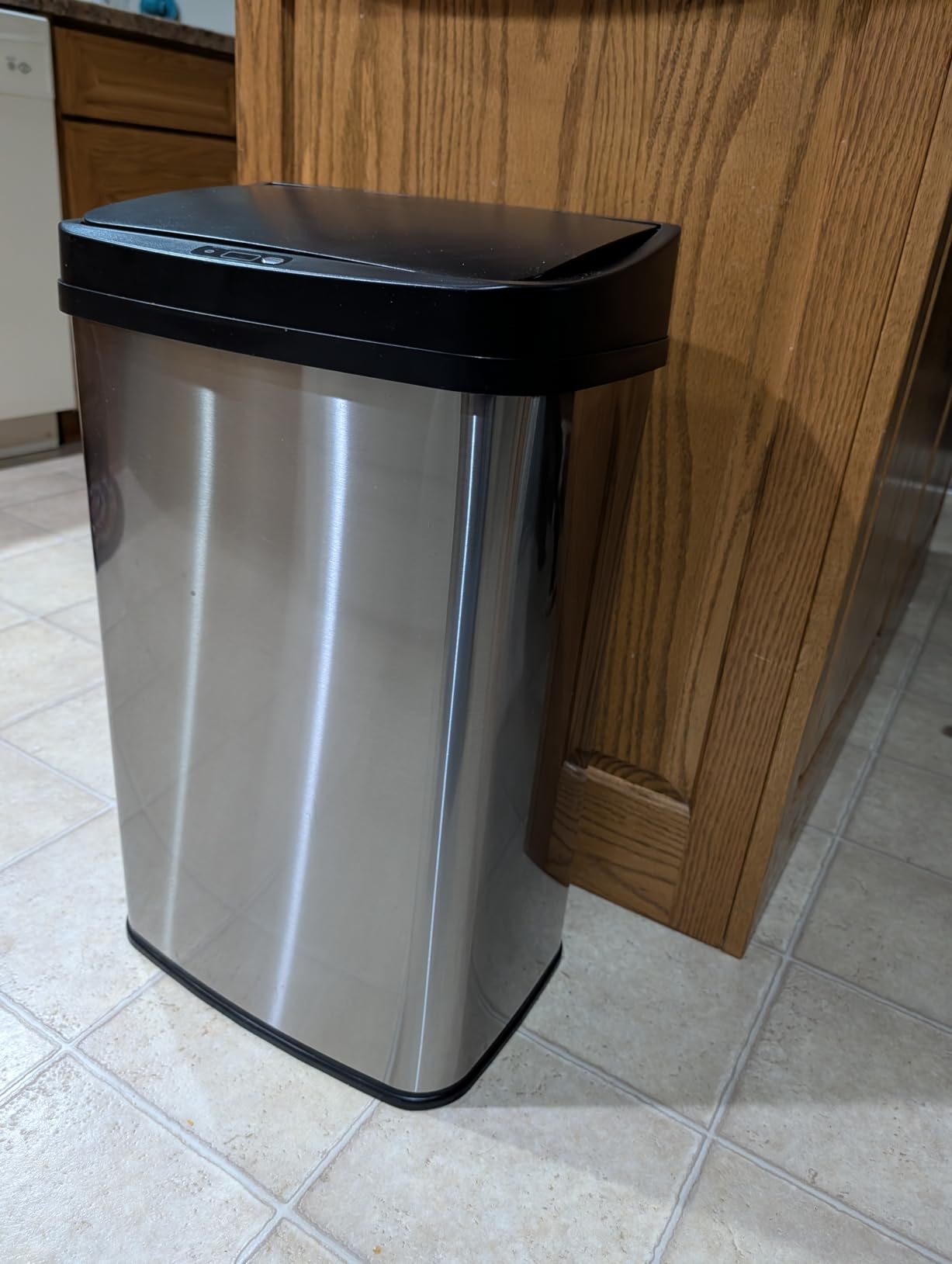 Ninestars Automatic Touchless Motion Sensor Rectangular Trash Can 13.2 Gallons, 50L, Silver, 13 Gal. 50 L, Silver Trim customer photo 2