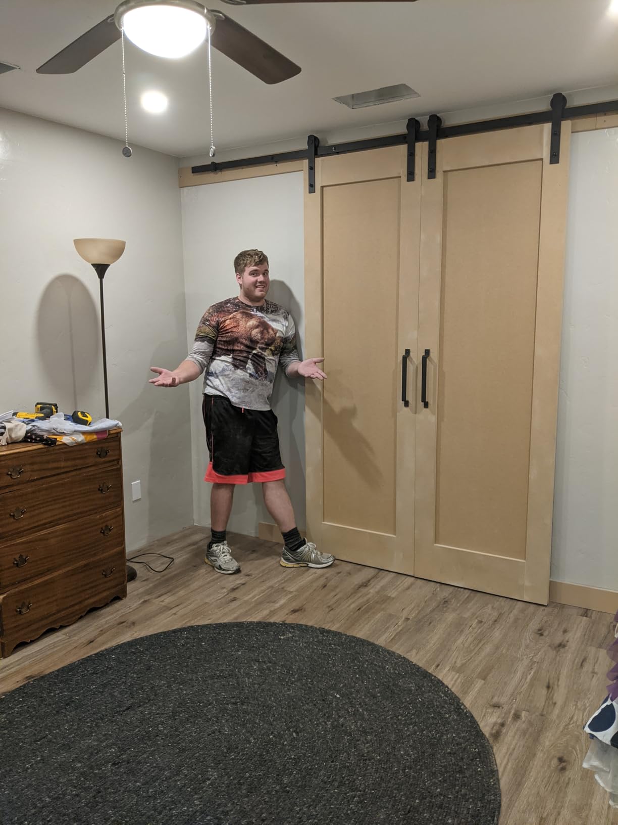 SMARTSTANDARD 10FT Double Barn Door Hardware Kit, Sliding Barn Door Track, Heavy Duty, Smoothly and Quietly-Easy to Install-Includes Step-by-Step Installation Instruction Fit 30