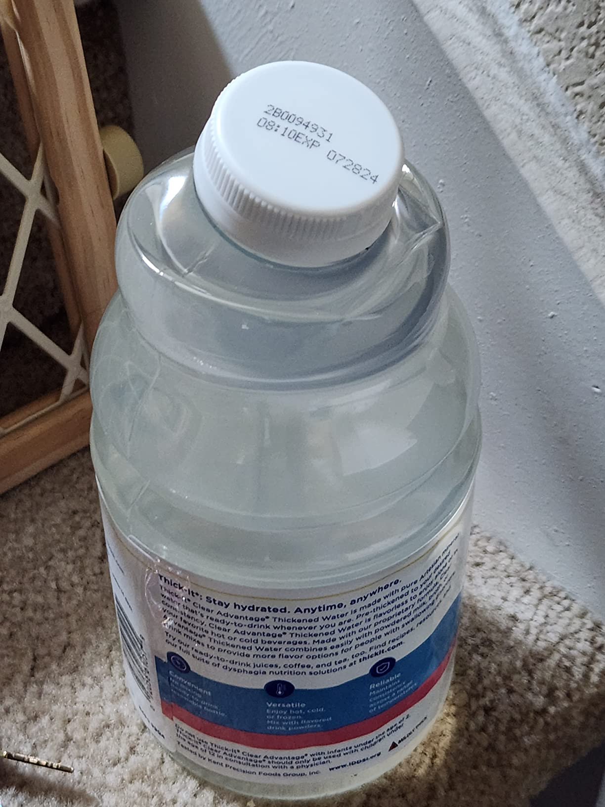 Thick-It Clear Advantage Moderately Thick Water, Honey Consistency, Ready-to-Drink, Digestible Swallowing Aid, Hydration on the Go, Convenient & Ready-to-Use, No Mixing Needed, 46 oz Bottle customer photo 1