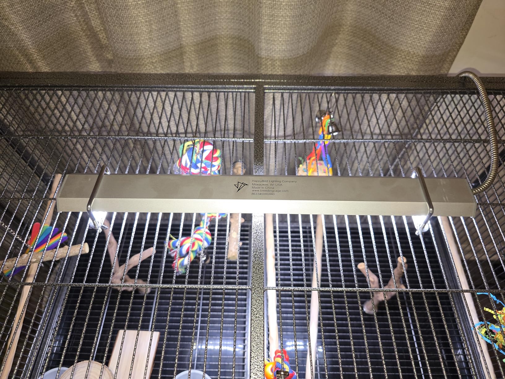 HappyBird Lighting Bird Cage Light with Chew Guard - Full Spectrum LED Pet Light - Simulates Natural Environment - Safe for Hookbill Birds - Easy to Install - (24