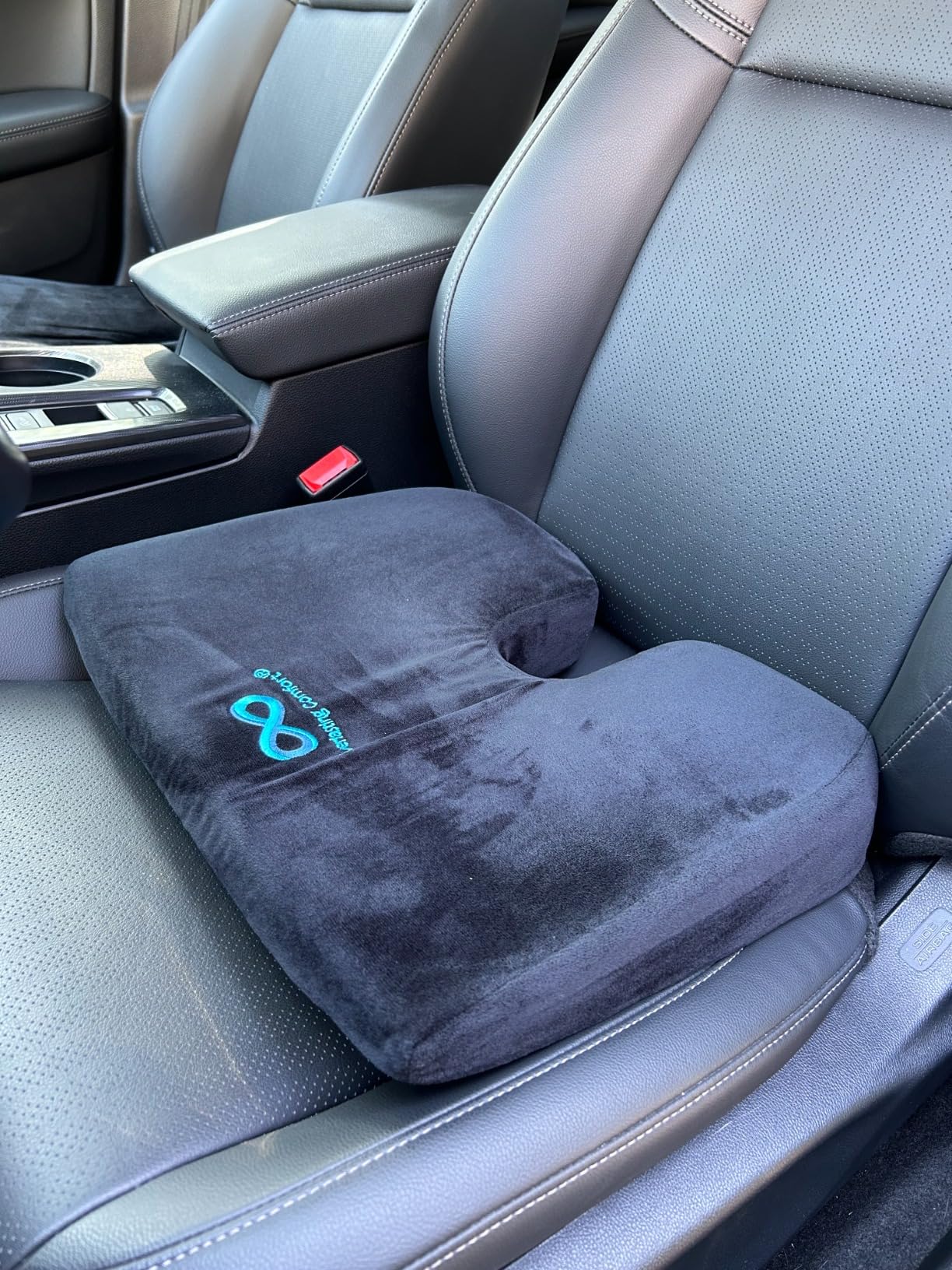 Everlasting Comfort Car Seat Cushion for Driving - Wedge Car Cushion for Office, Travel, Gaming Chair Memory Foam Driver Booster for Short People, Non-Slip, Washable Cover, Back & Sciatica Relief customer photo 2
