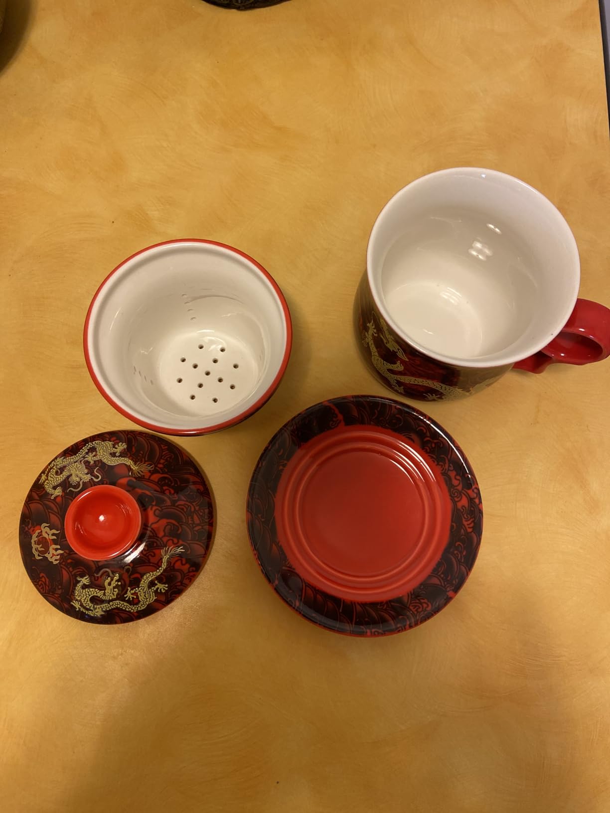 Porcelain Tea Cup with Infuser Lid and Saucer Sets - Chinese Jingdezhen Ceramics Coffee Mug Teacup Loose Leaf Tea Brewing System customer photo 1