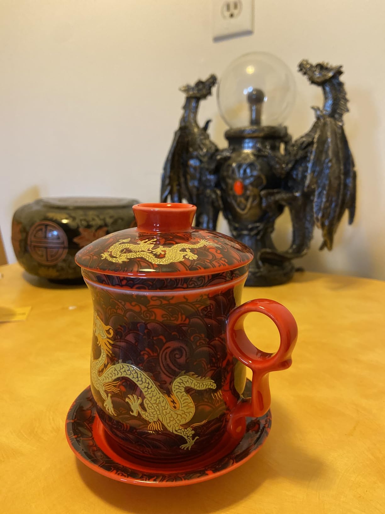 Porcelain Tea Cup with Infuser Lid and Saucer Sets - Chinese Jingdezhen Ceramics Coffee Mug Teacup Loose Leaf Tea Brewing System customer photo 2